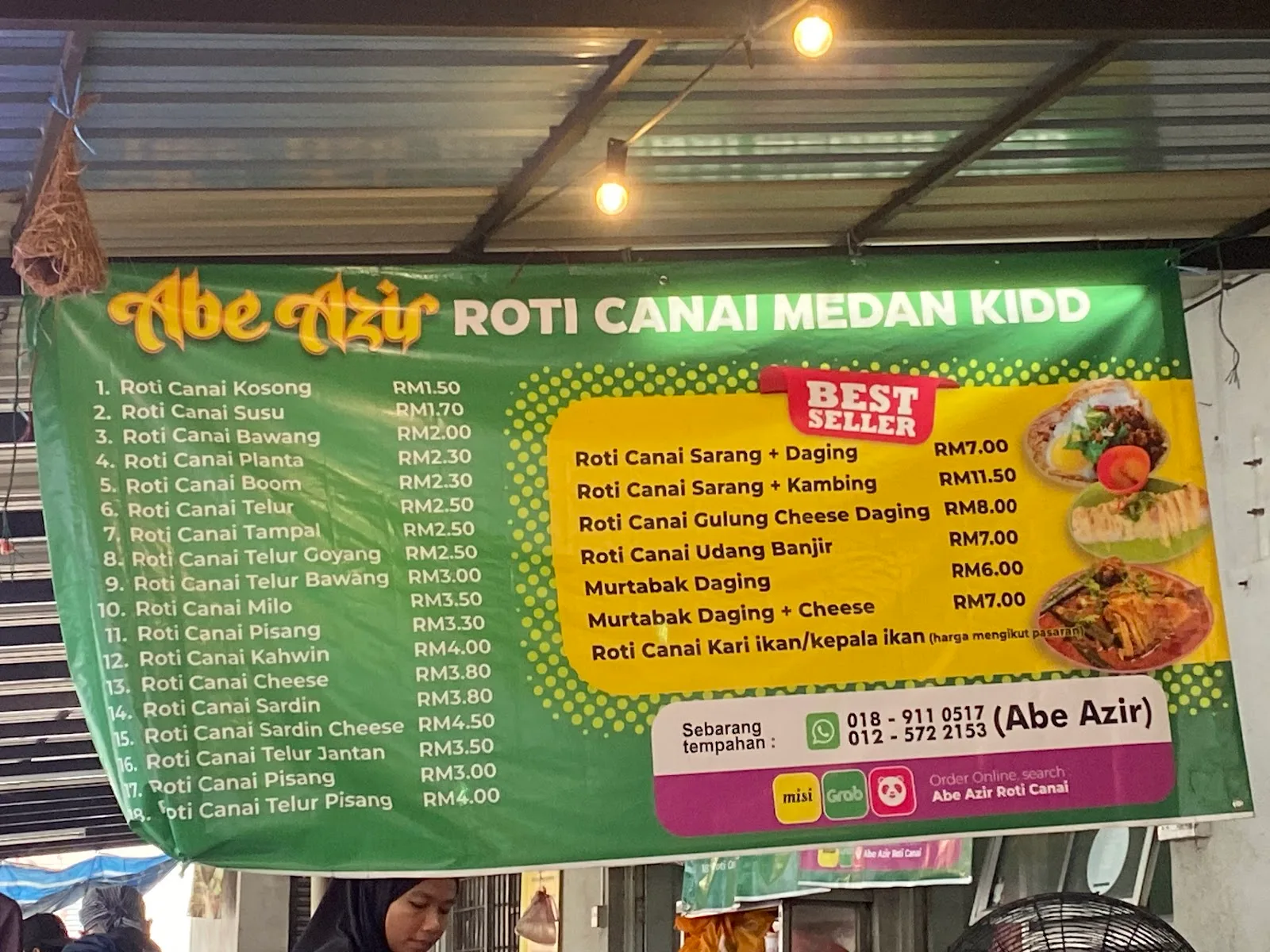 Abe Azir Roti Canai (Medan Kidd) — signage