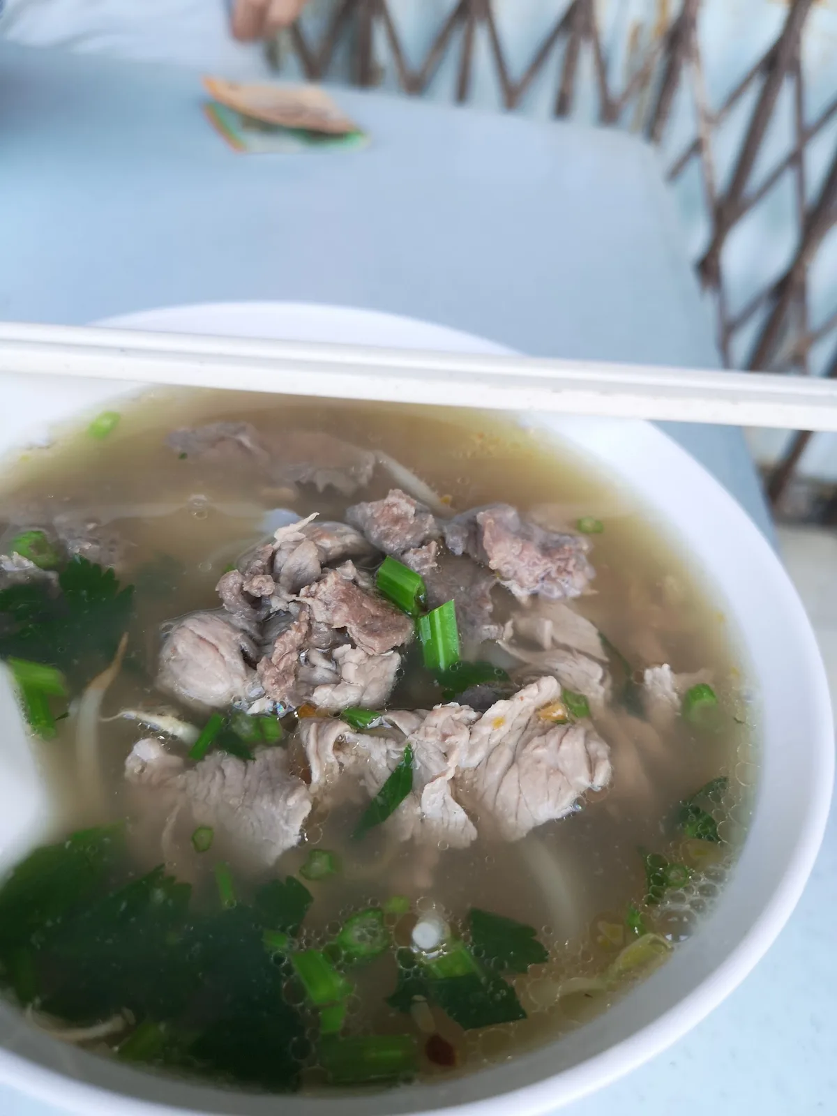 Beef soup with sliced beef