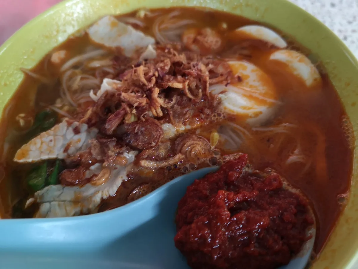 Asam laksa with prawn paste