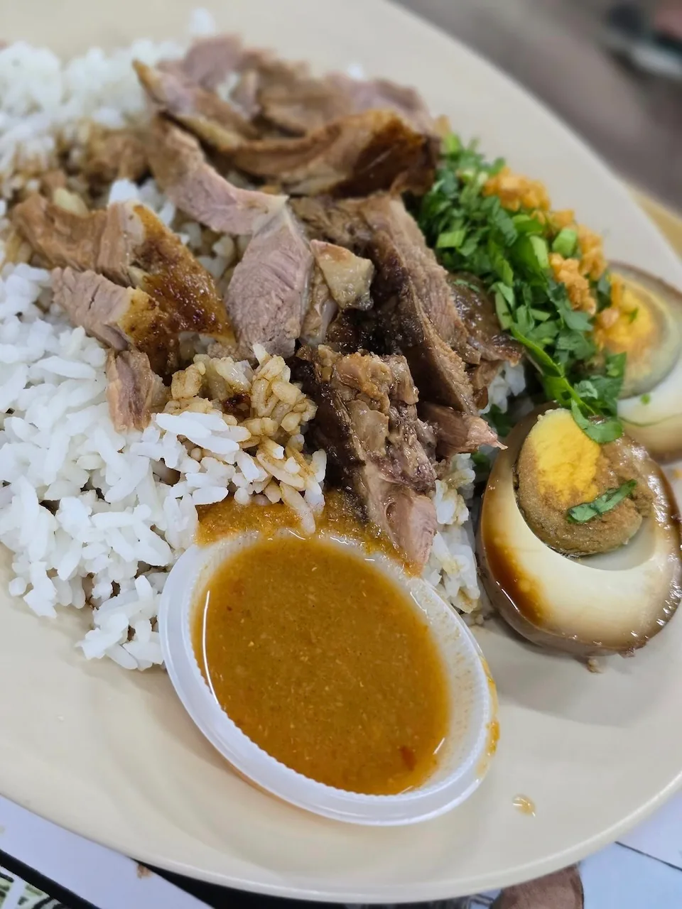 Duck rice with egg