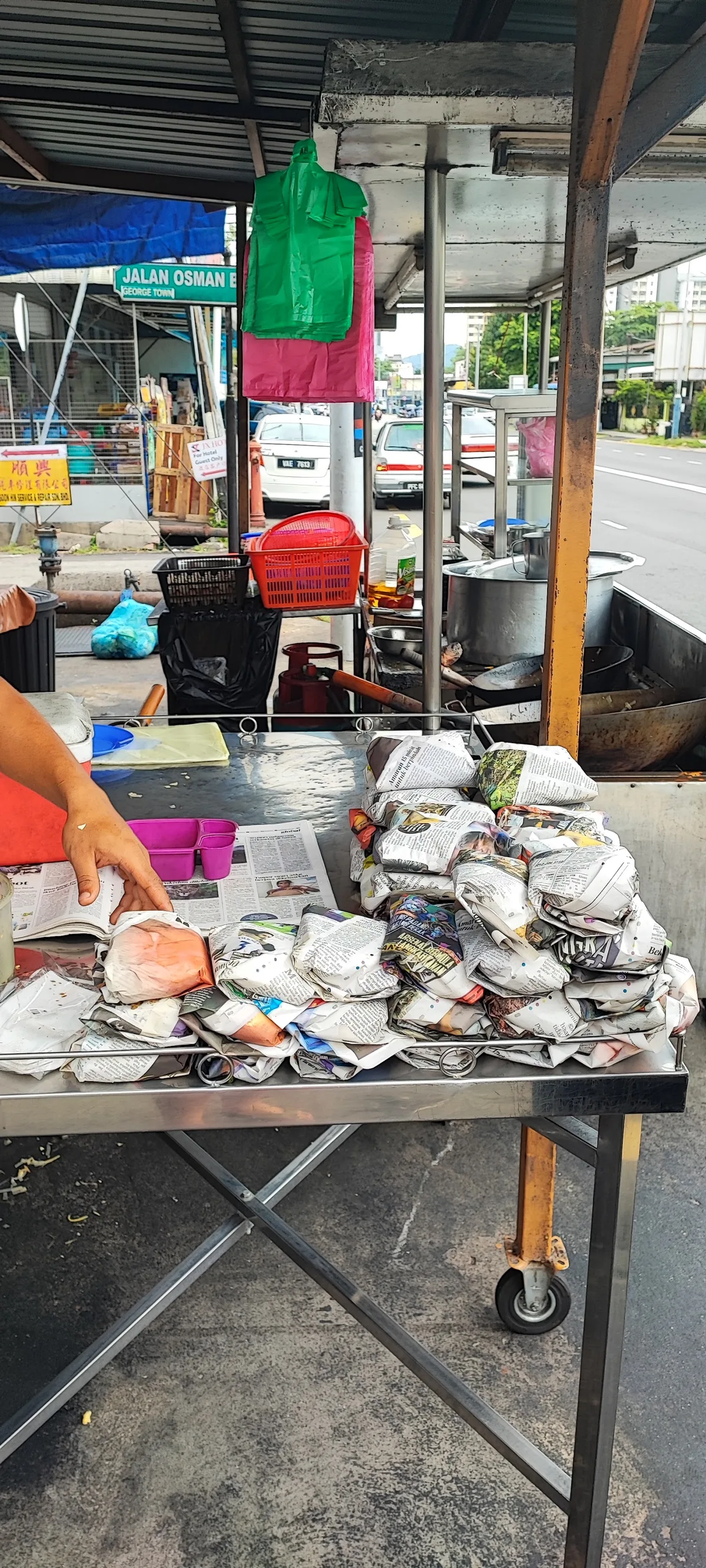 Packets stacked ready on the stall table