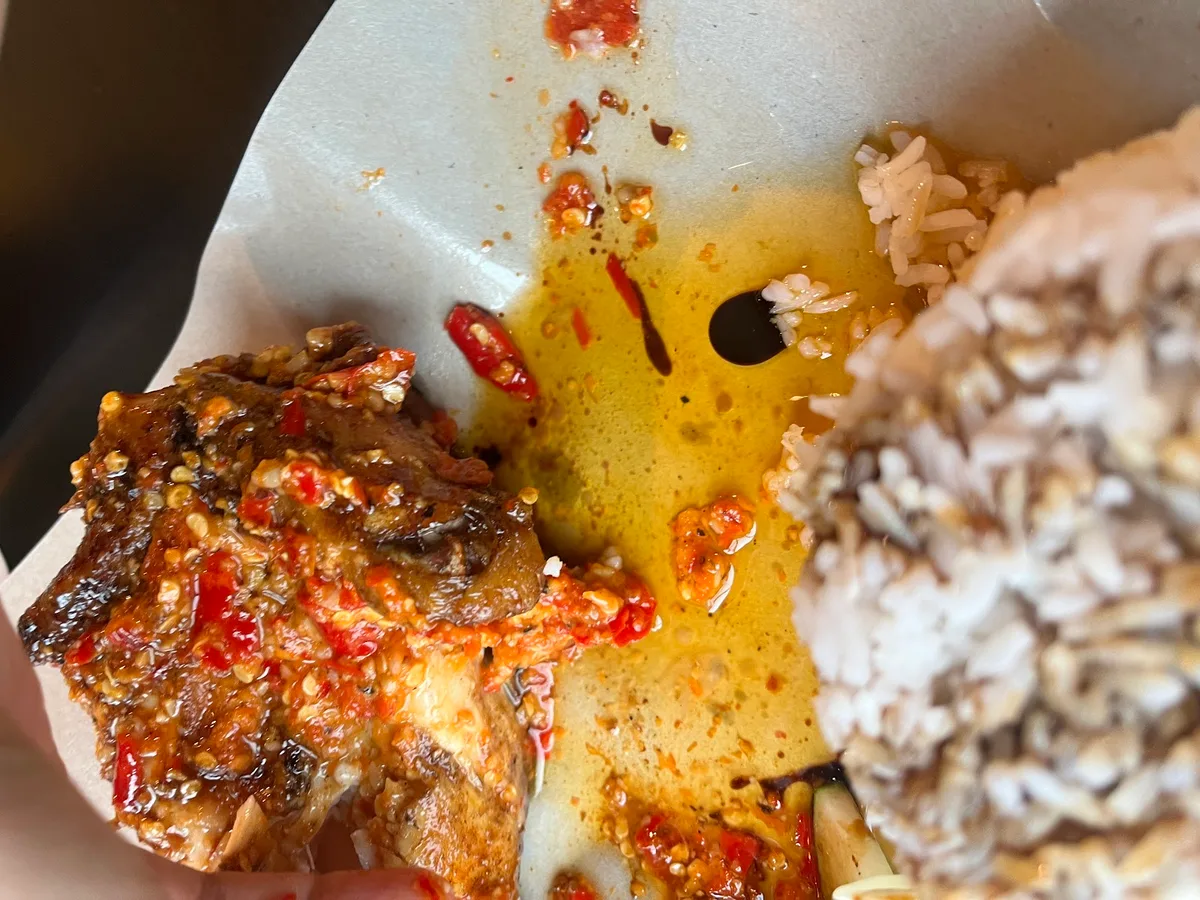 Ayam gepuk close up