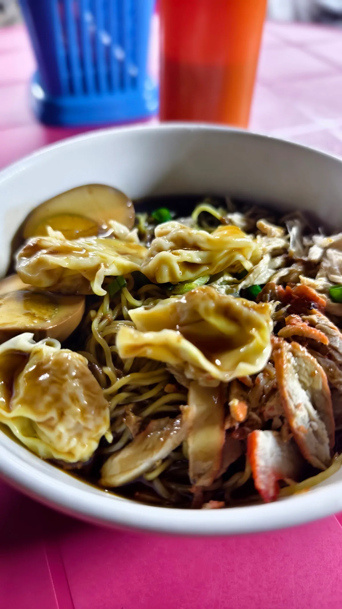 Wan tan mee with dumplings and char siew