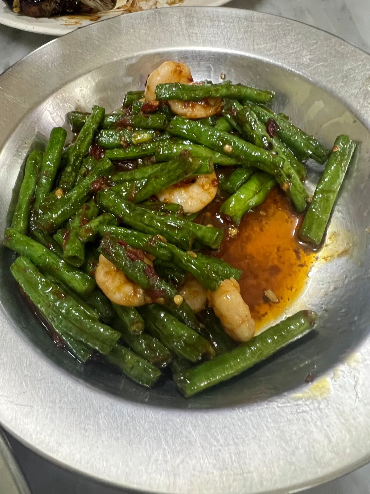 Long beans fried with prawns