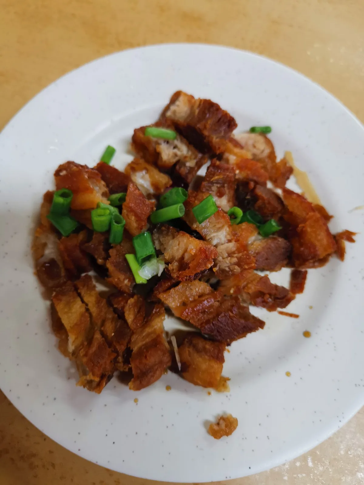 Roast pork with spring onion
