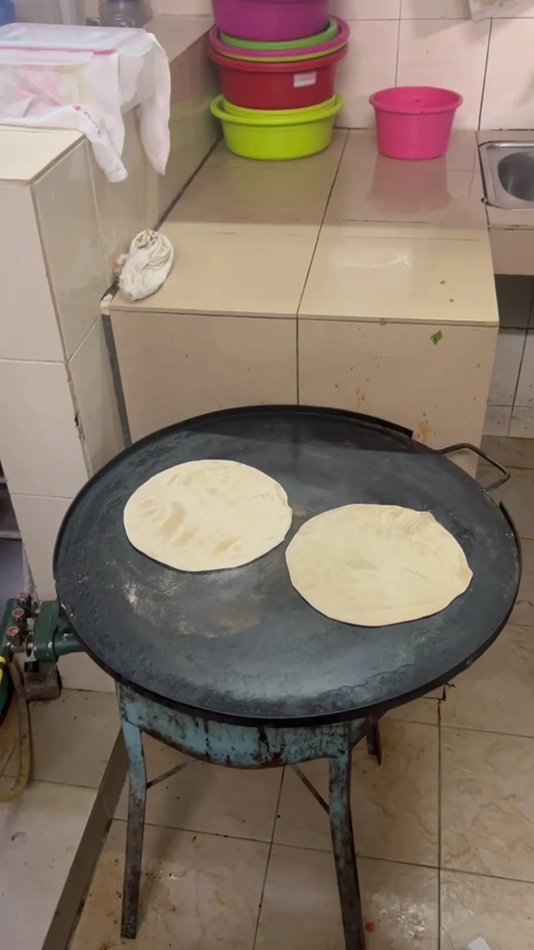 Chapati on the griddle
