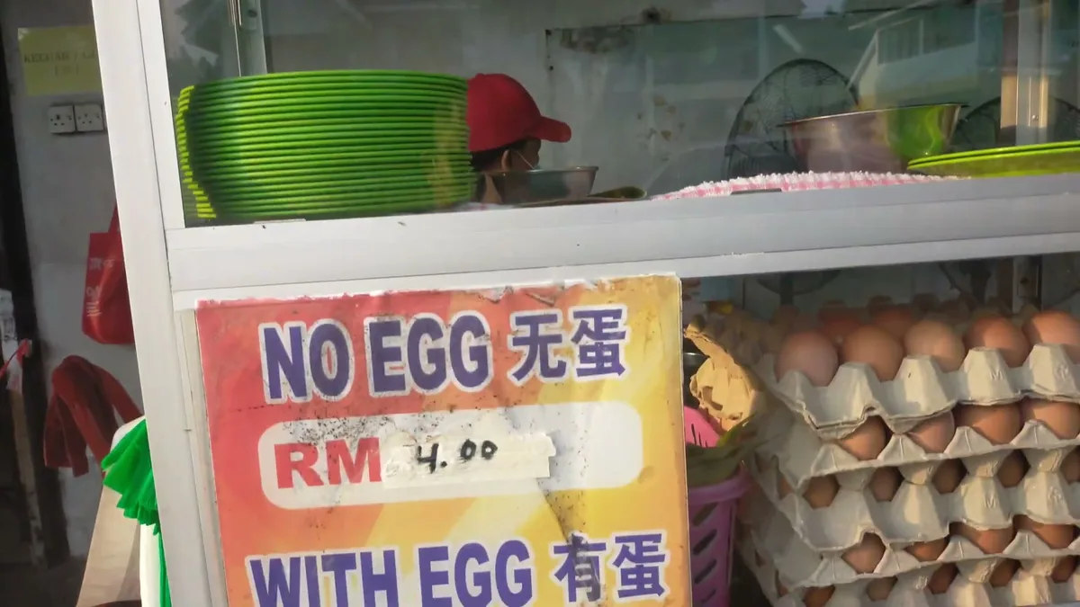 Boon Hwa stall price board and egg trays