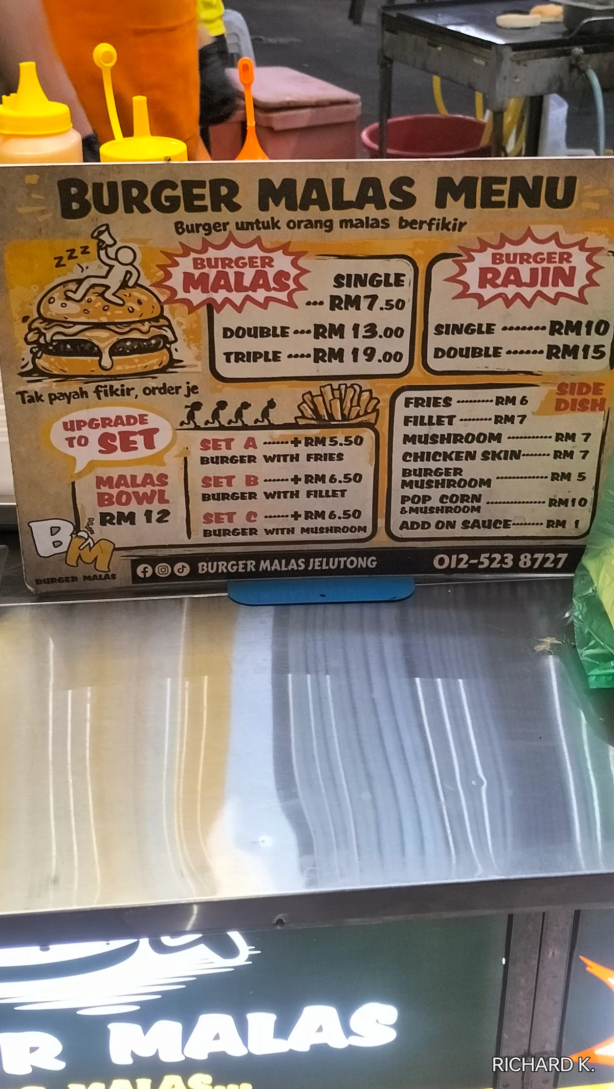 Burger Malas menu board
