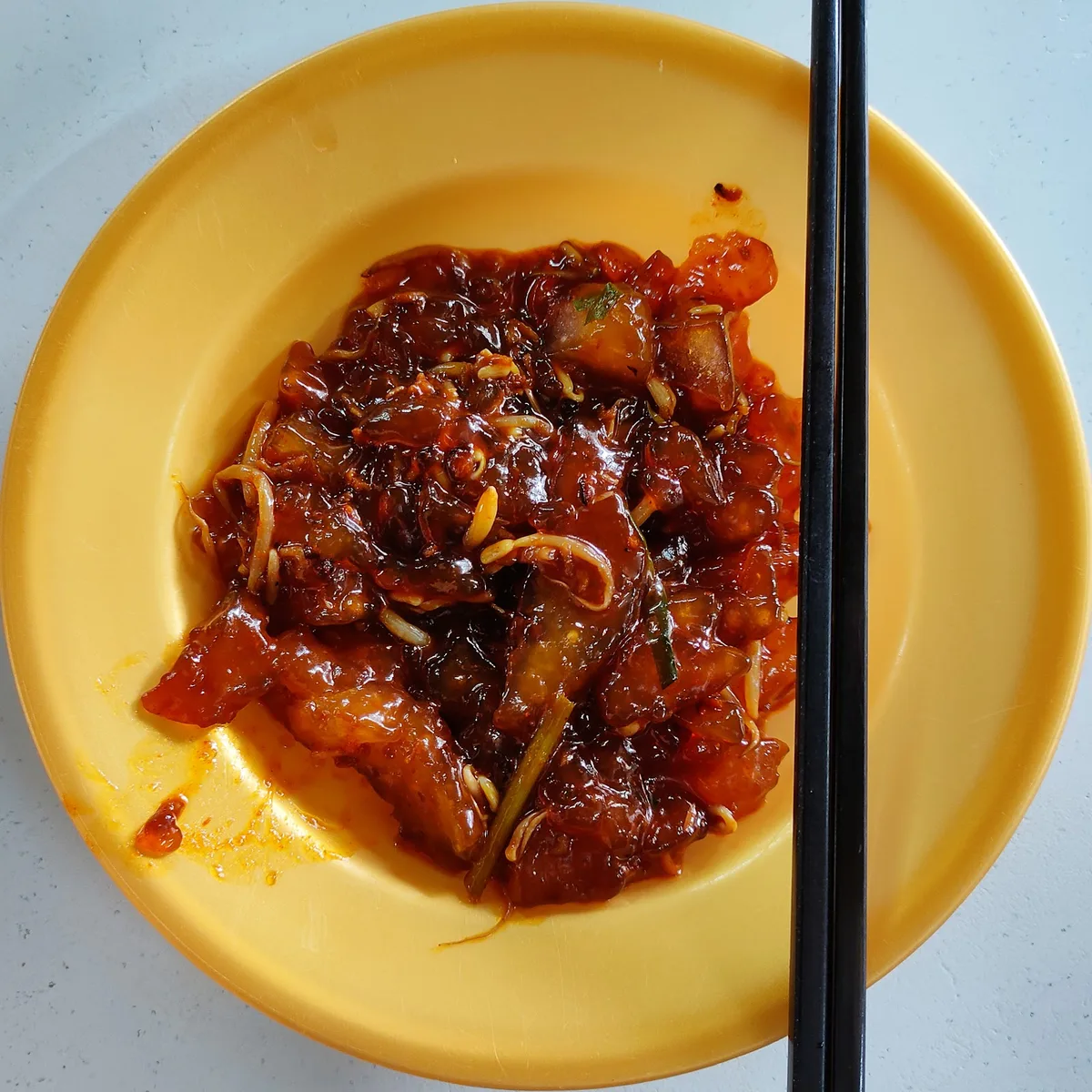 Sago stir-fry close-up