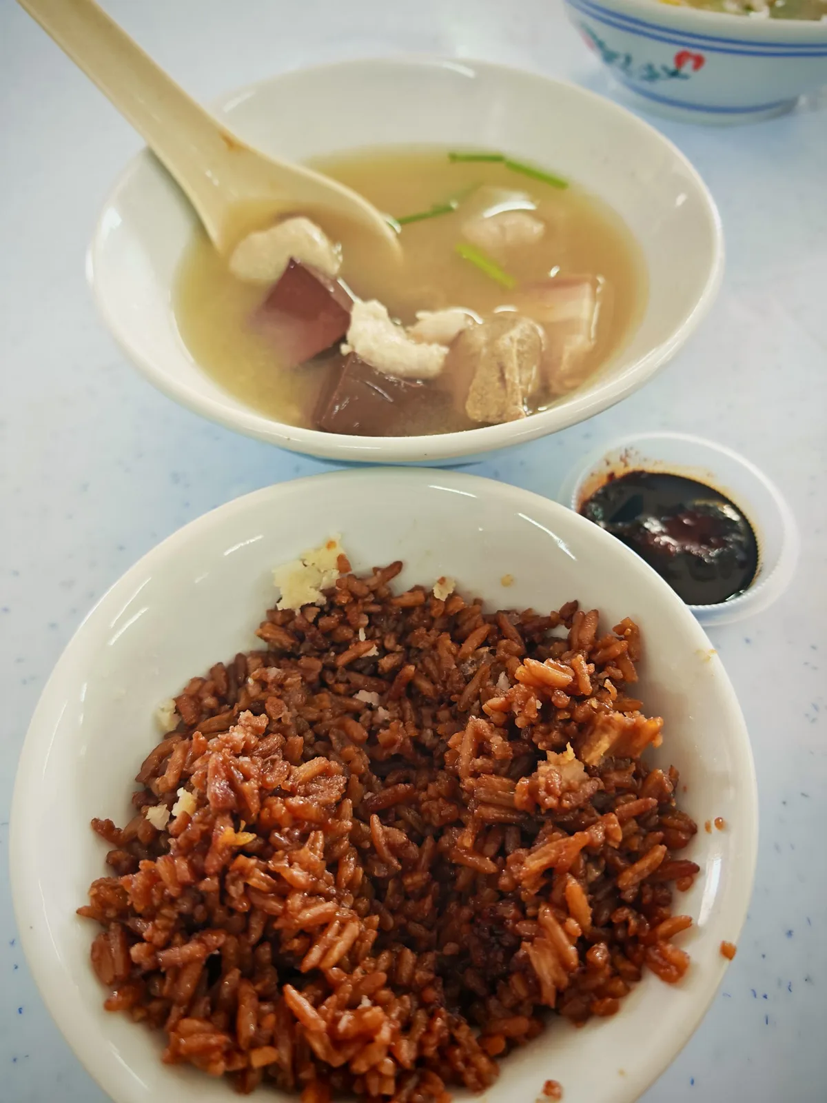 Yam rice with pork soup