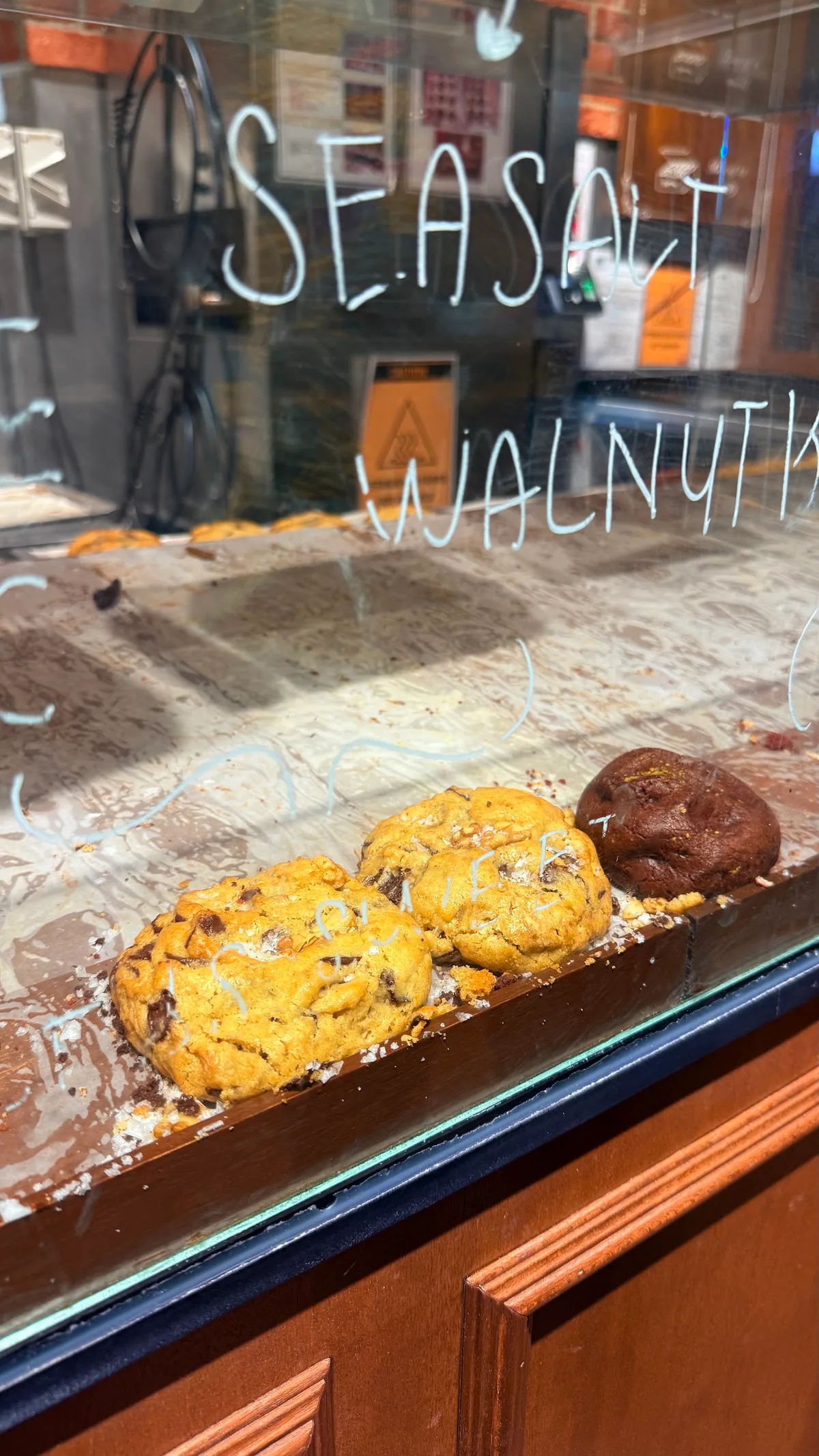 Sea salt walnut cookies in the window display
