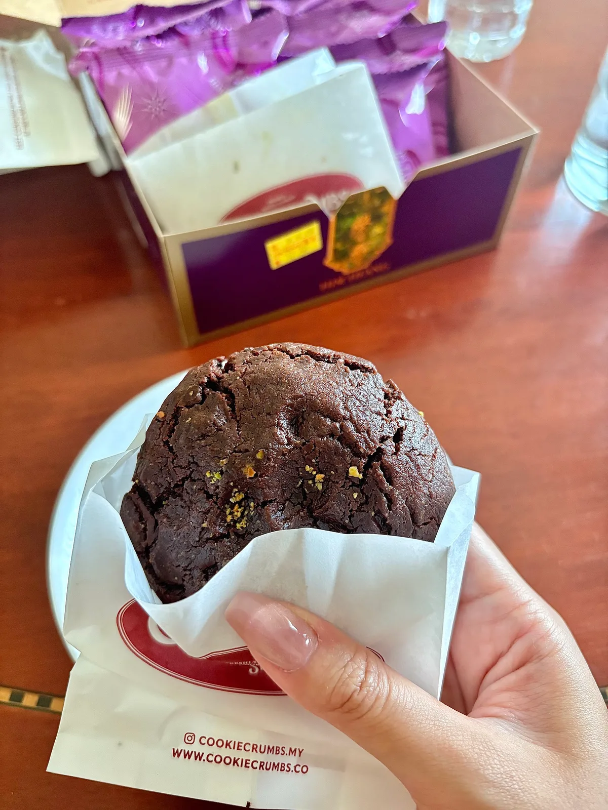 Matcha cookie in branded wrapper