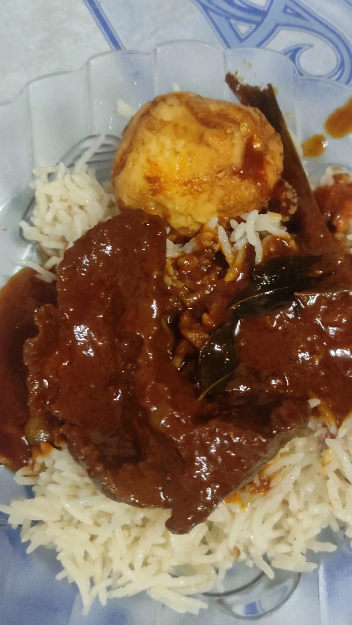Rice with curry and egg