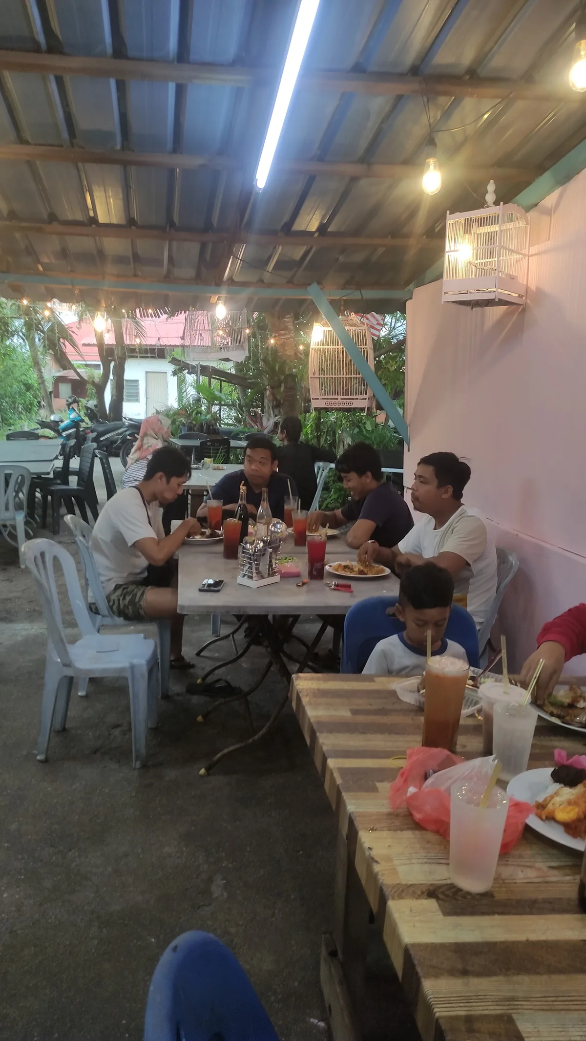 Diners under the shed