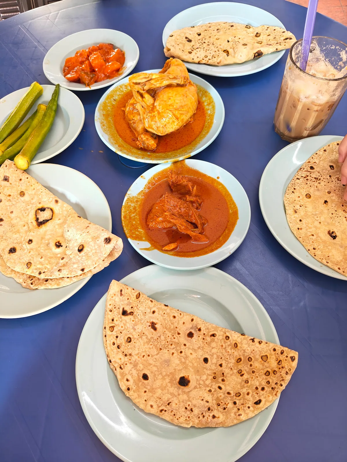 Chapati spread with curries