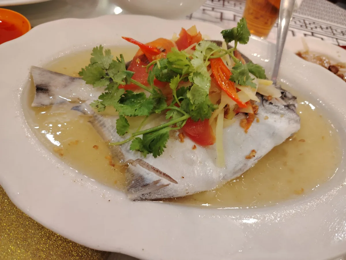 Teochew steamed pomfret