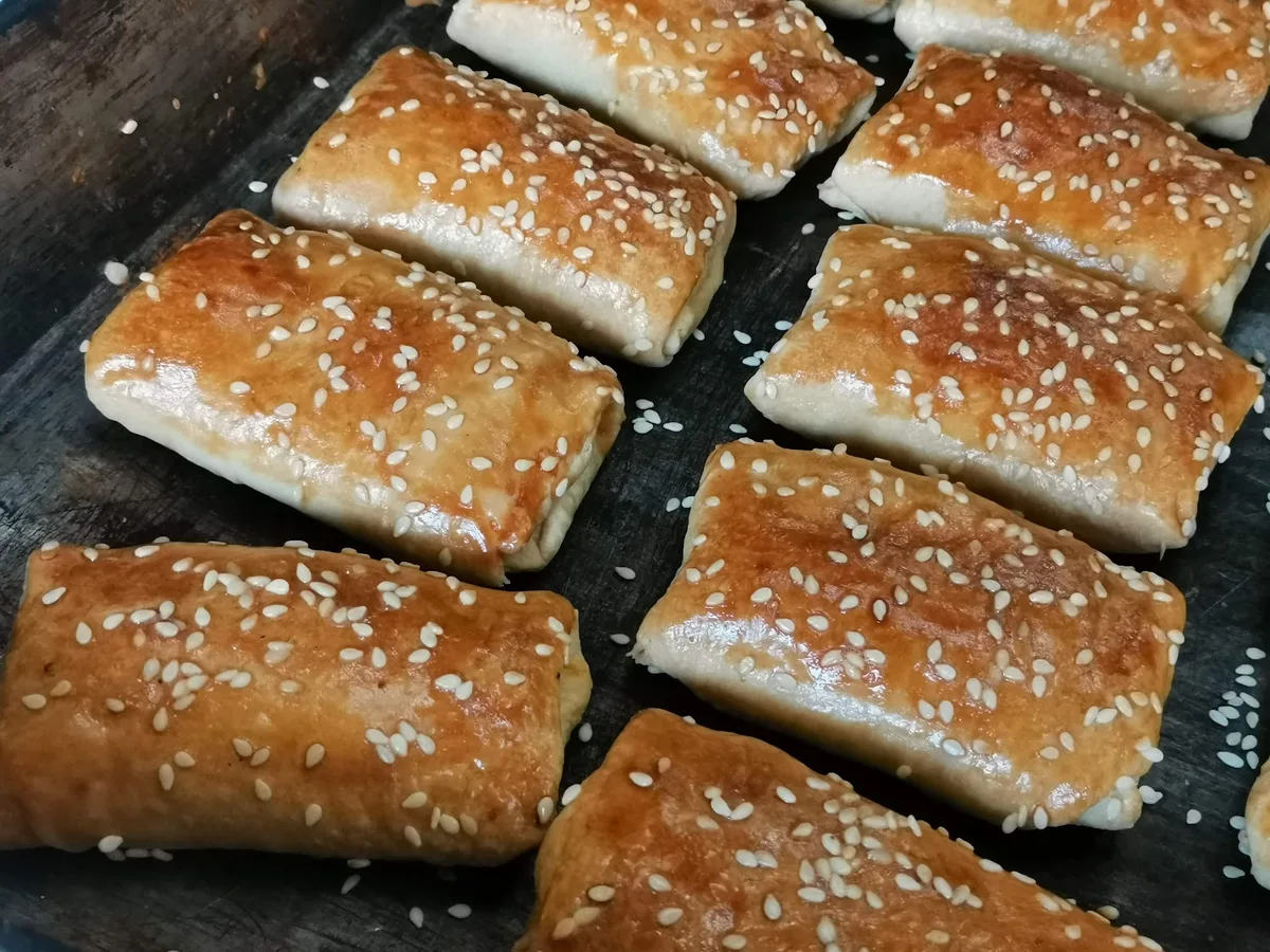 Sesame pastries fresh from the oven