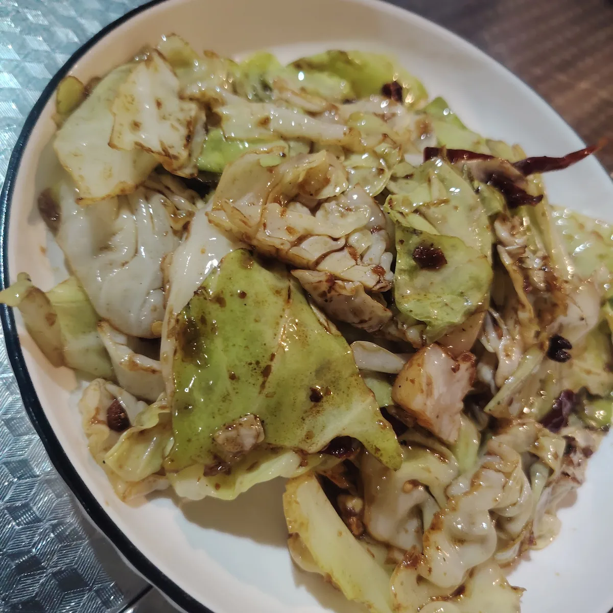 Hand-torn cabbage stir-fry