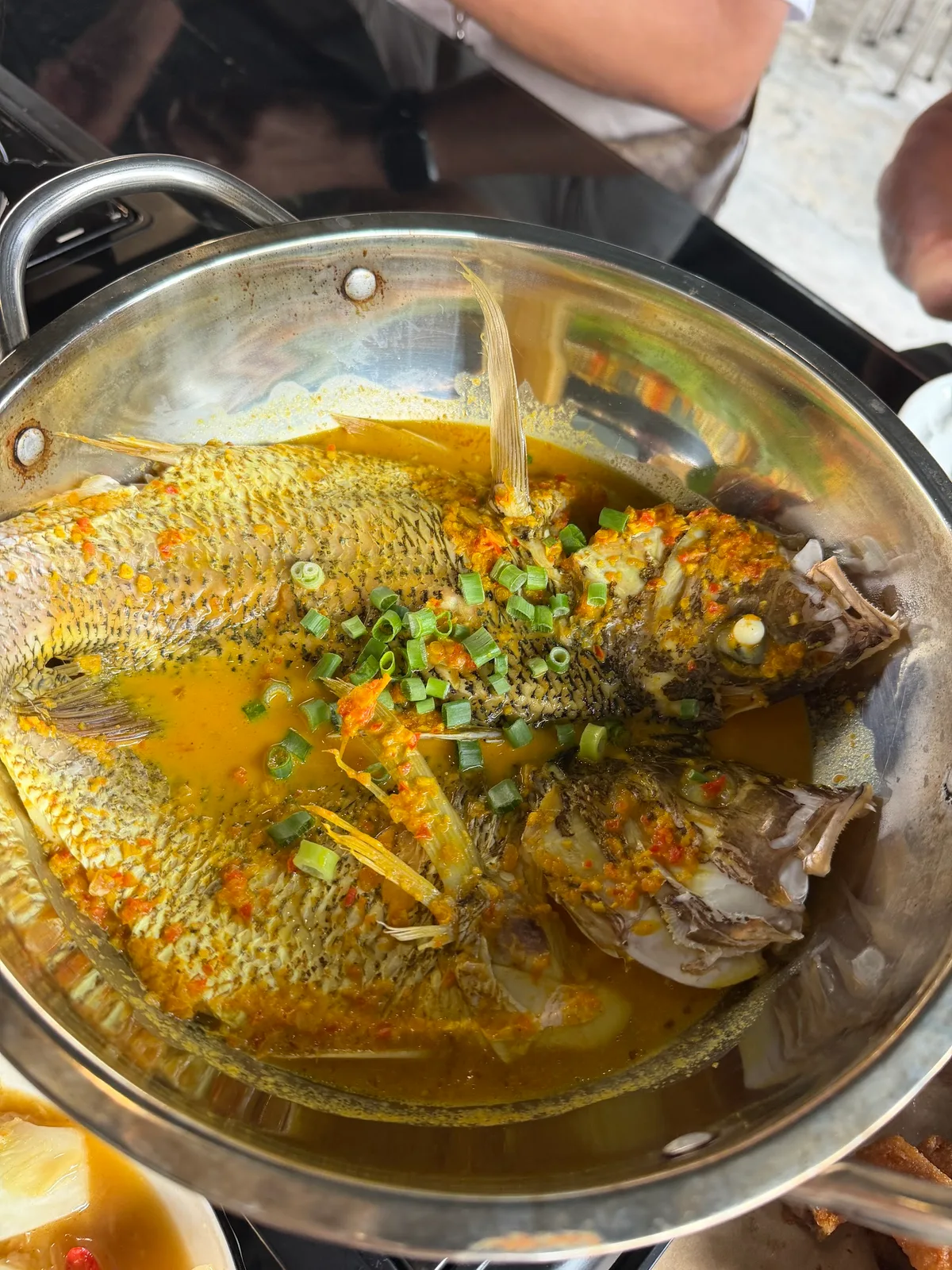 Steamed fish in nyonya-style sauce