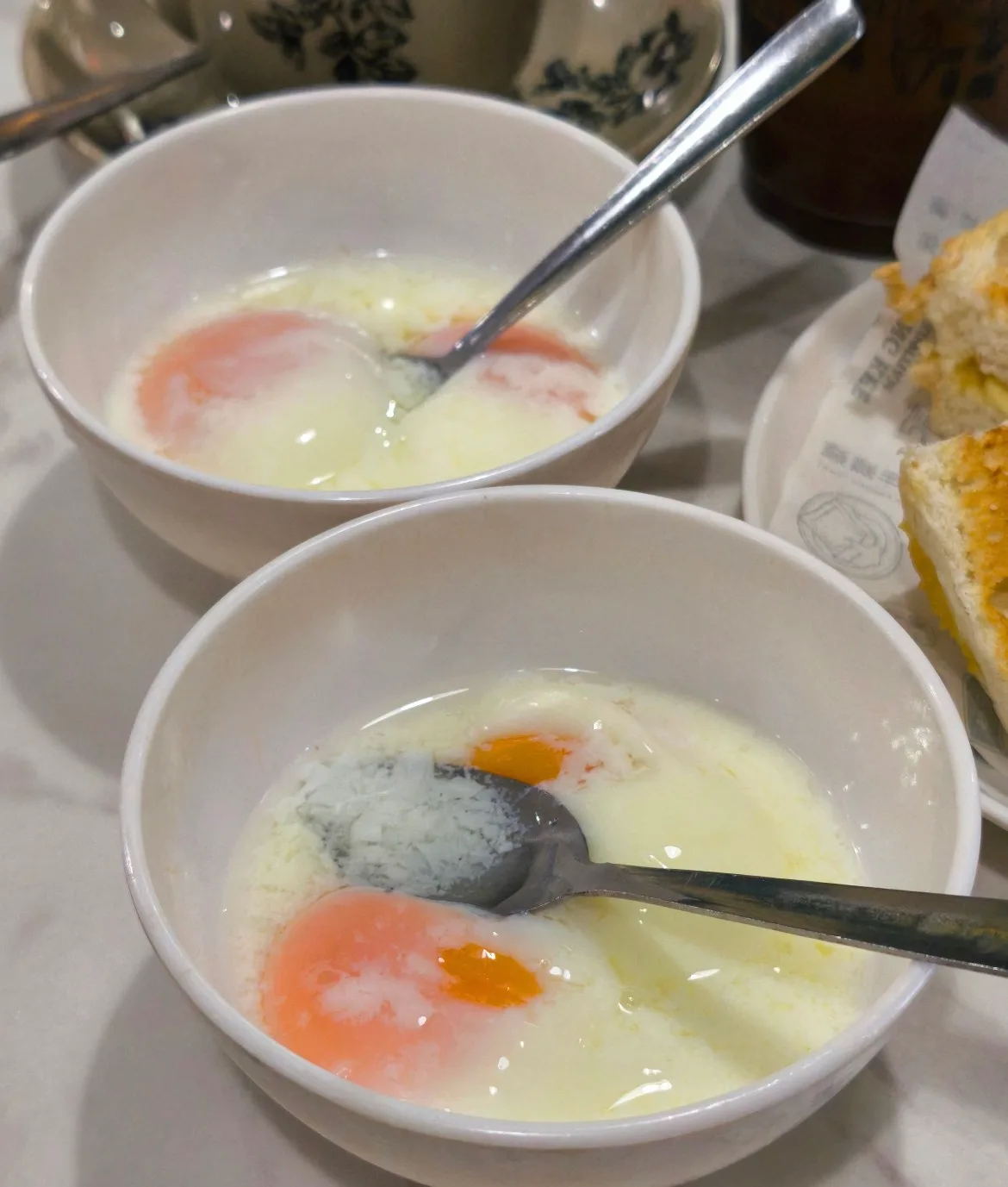 Half-boiled eggs