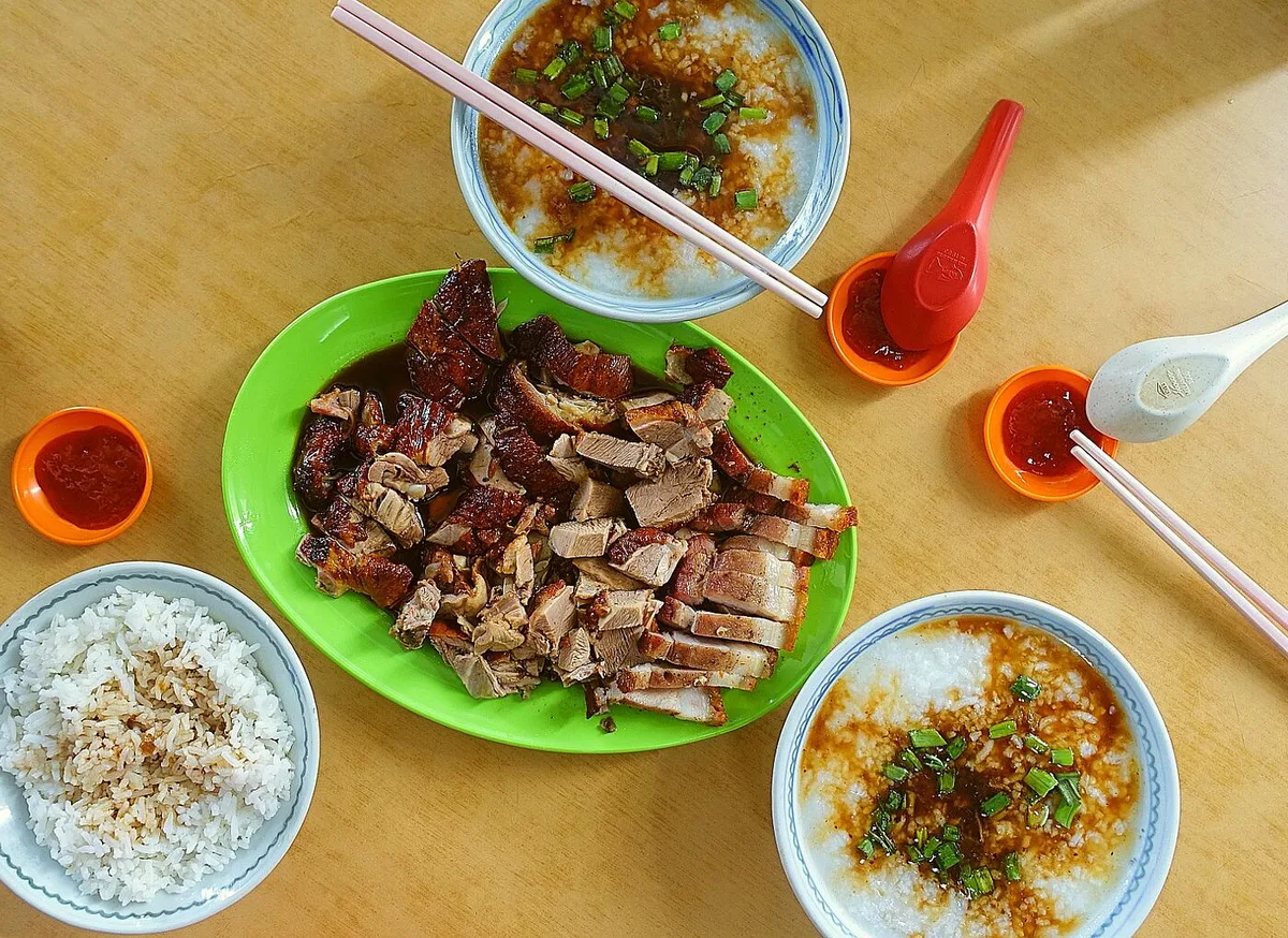 Roast duck with porridge