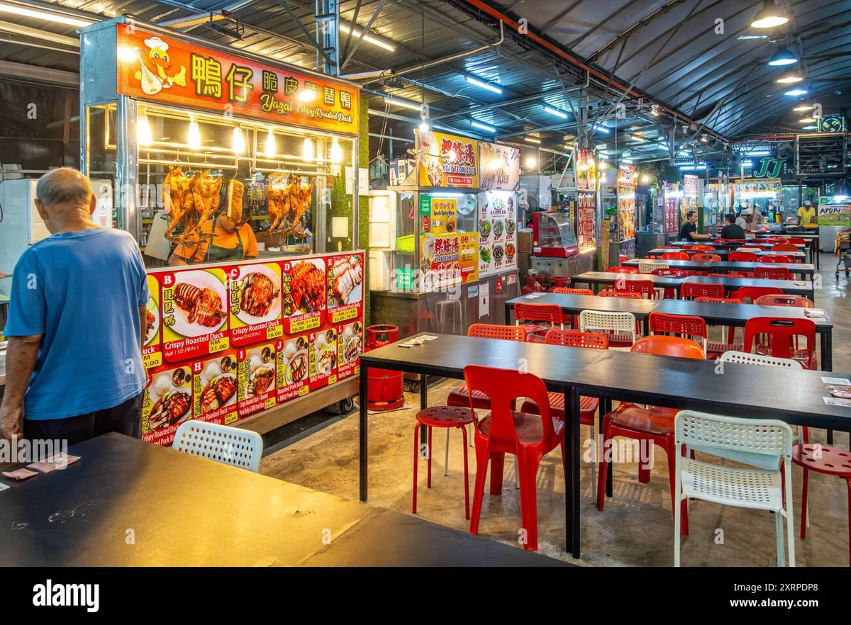Food court stalls at night
