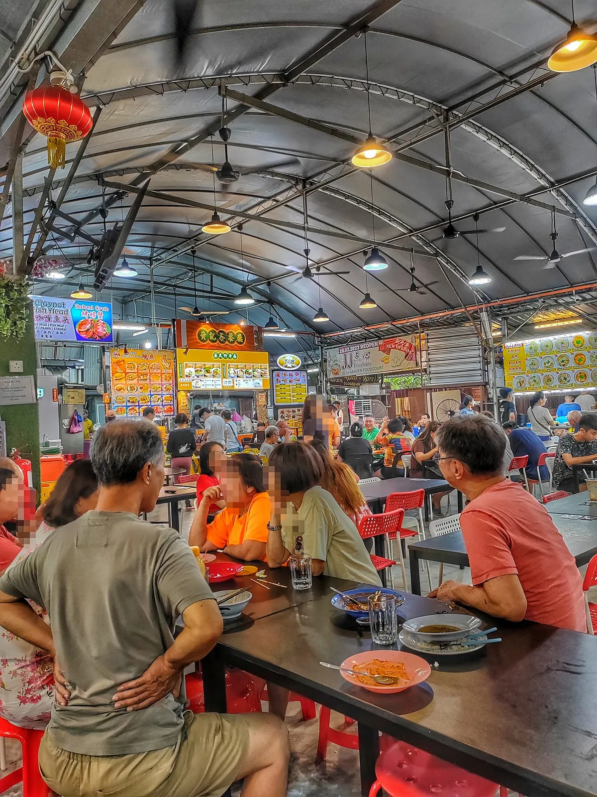 Busy evening crowd at the food court