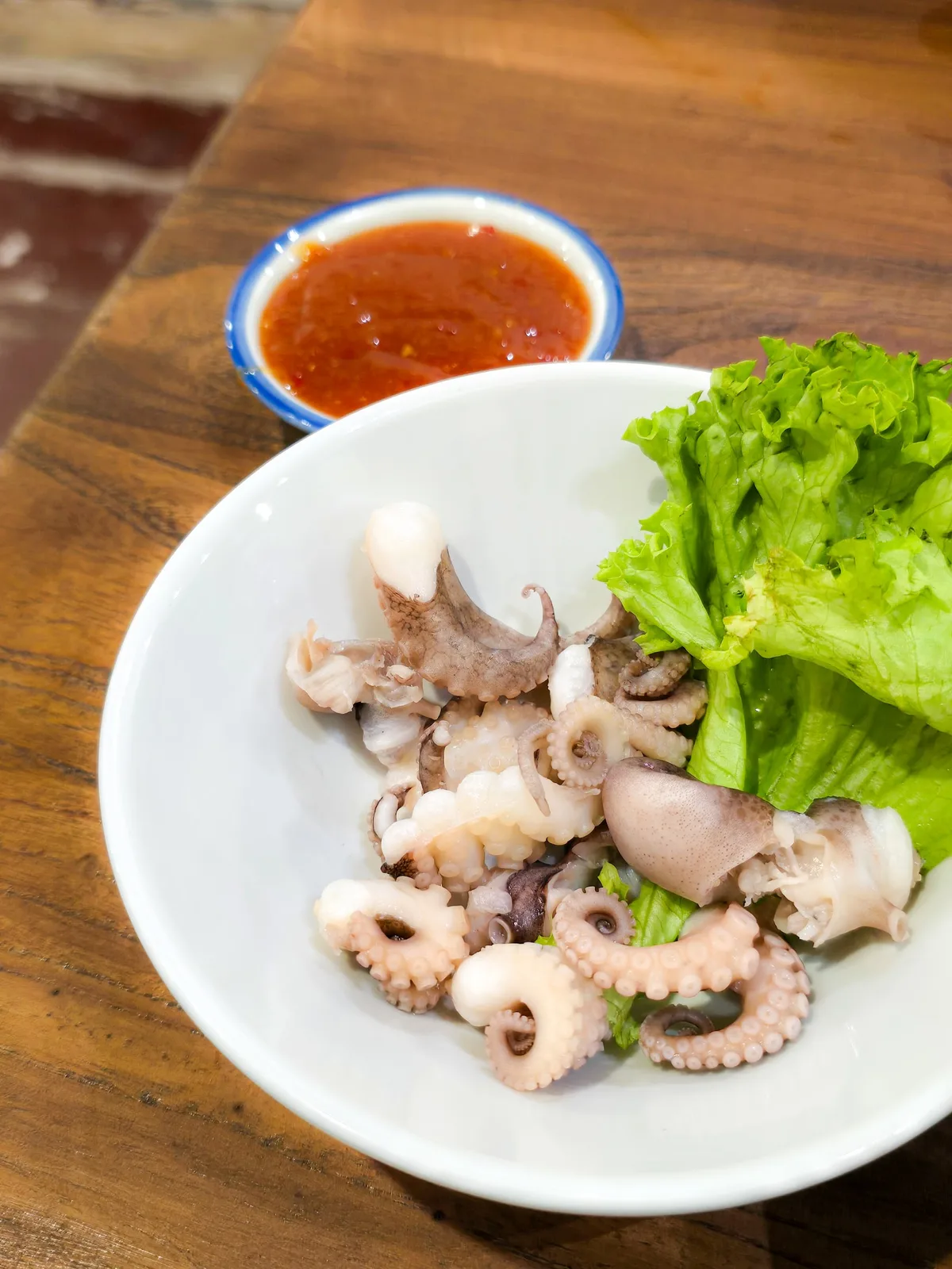 Blanched baby octopus