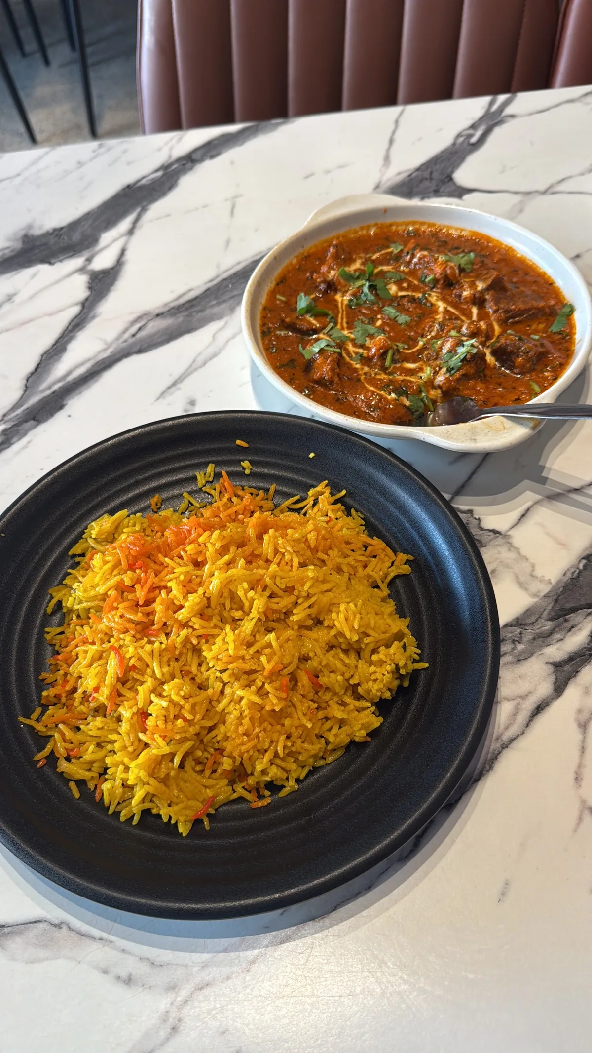 Biryani rice with curry