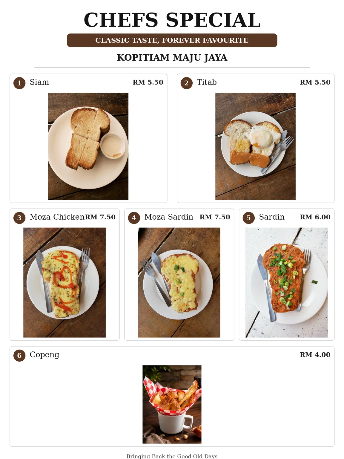 Chef's special menu