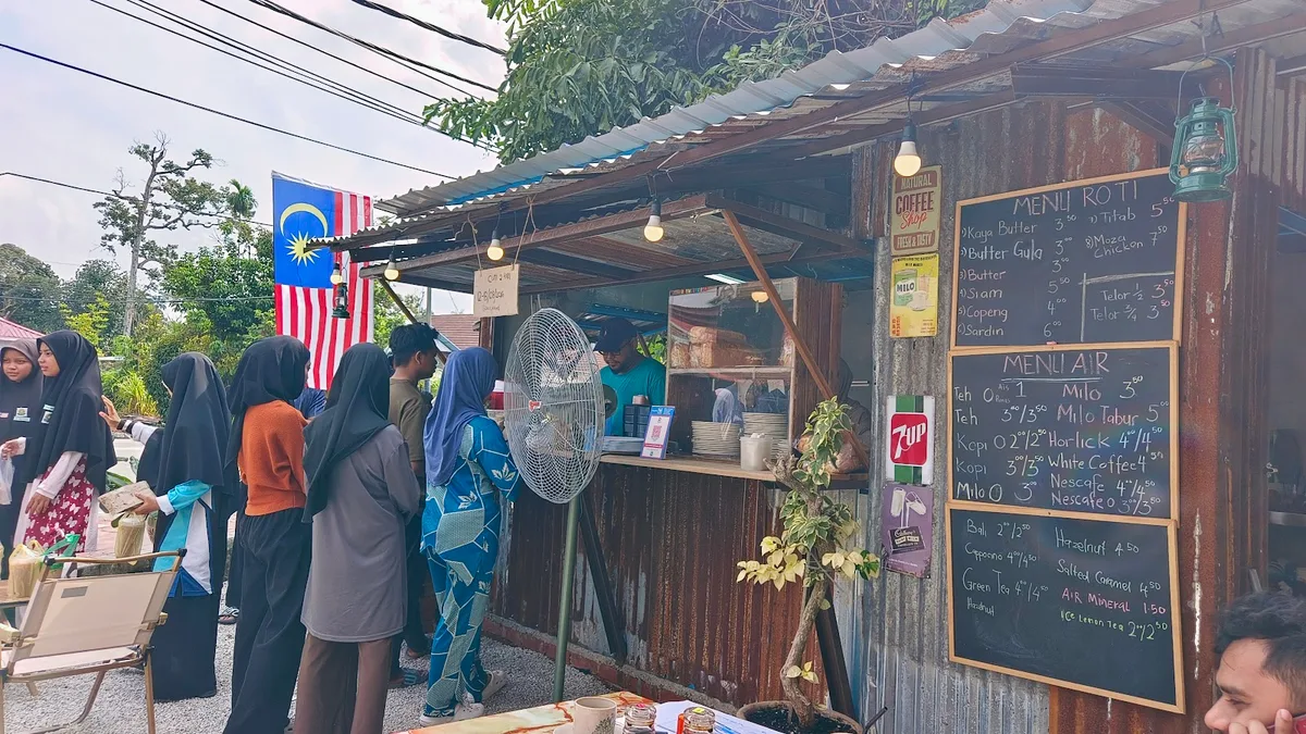 Order counter and chalkboard menu