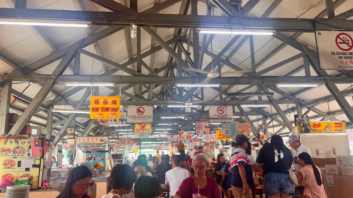 The busy Air Itam hawker centre at lunchtime