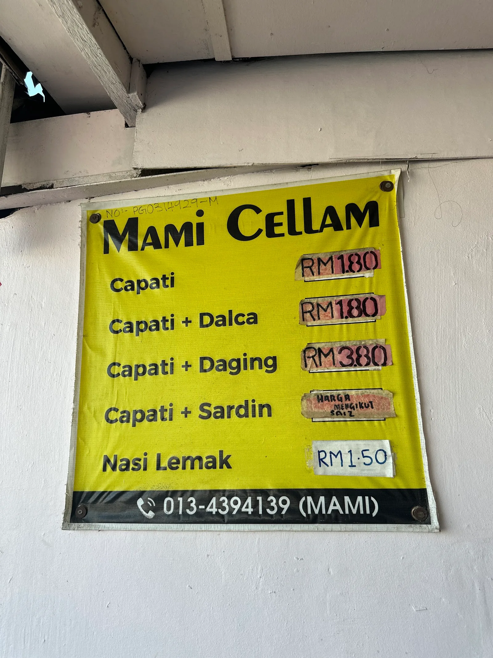 Mami Cellam Capati Cafe — menu-card