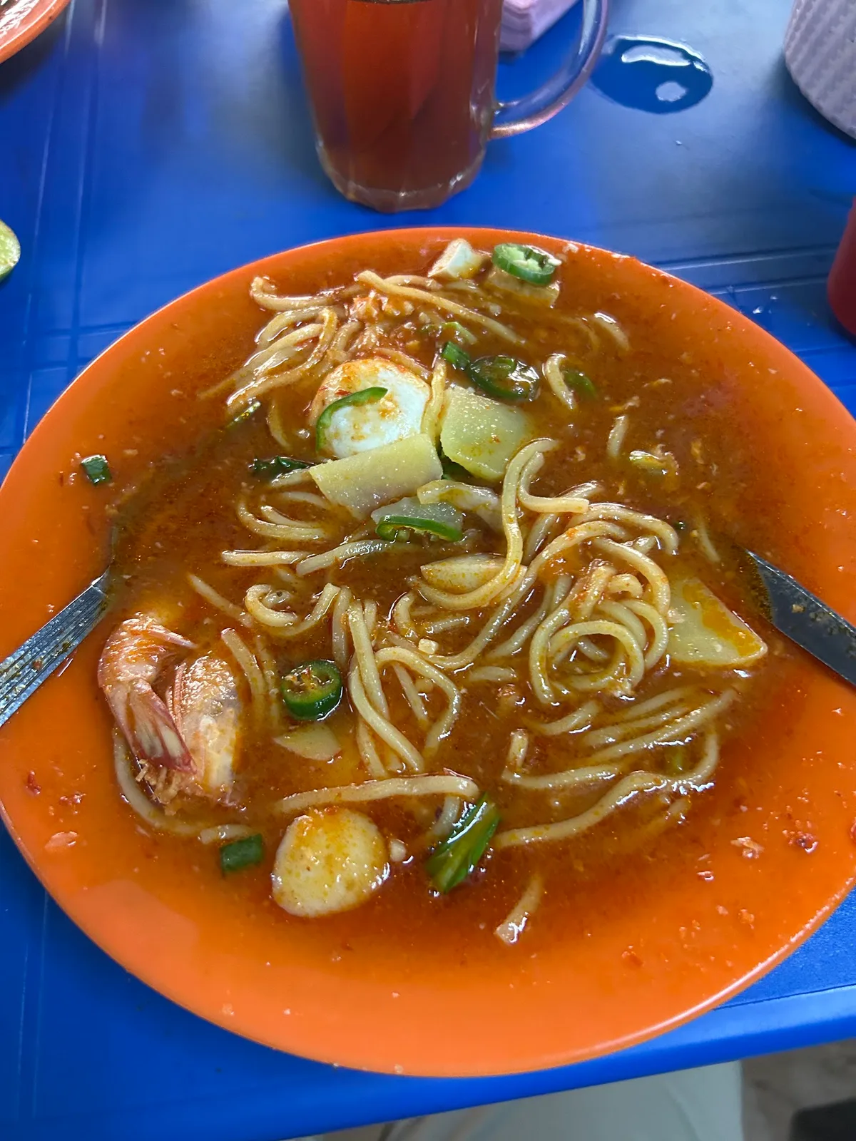 Mee udang kuah with egg and prawns