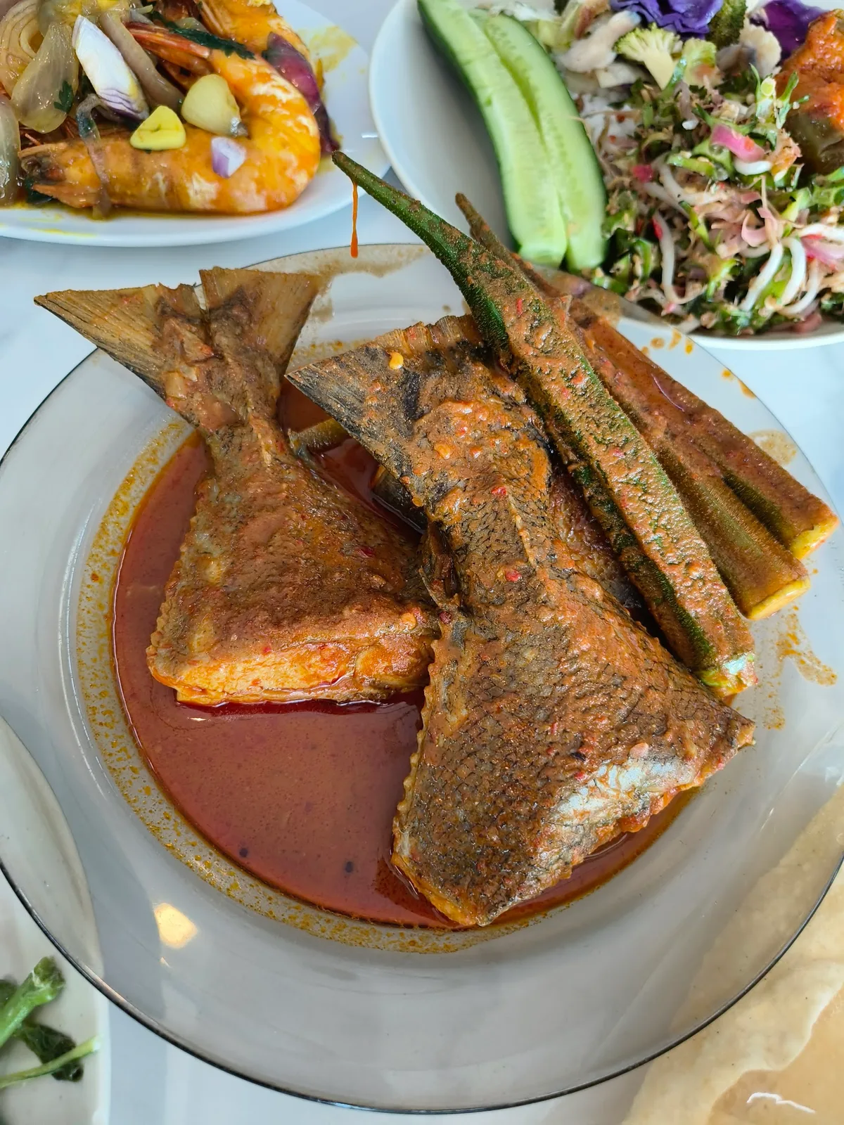 Asam pedas fish with okra