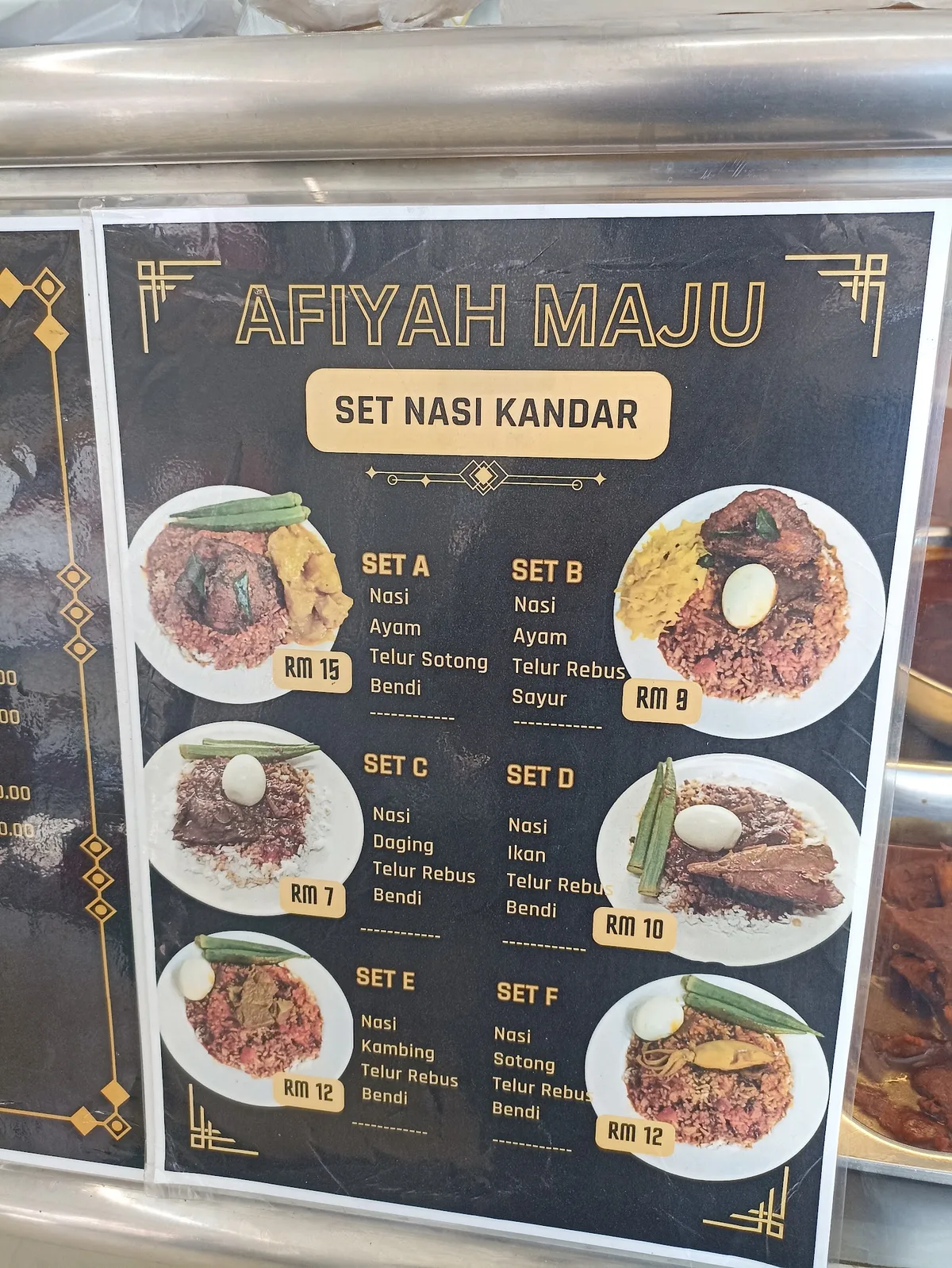 Set nasi kandar menu board