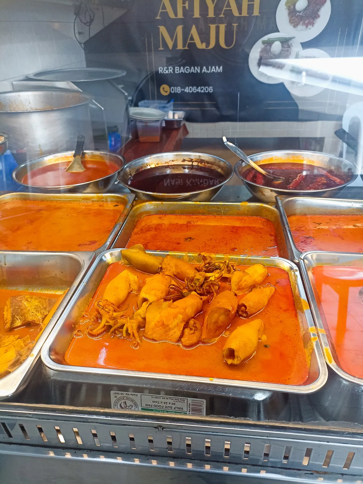 Curry trays at the counter