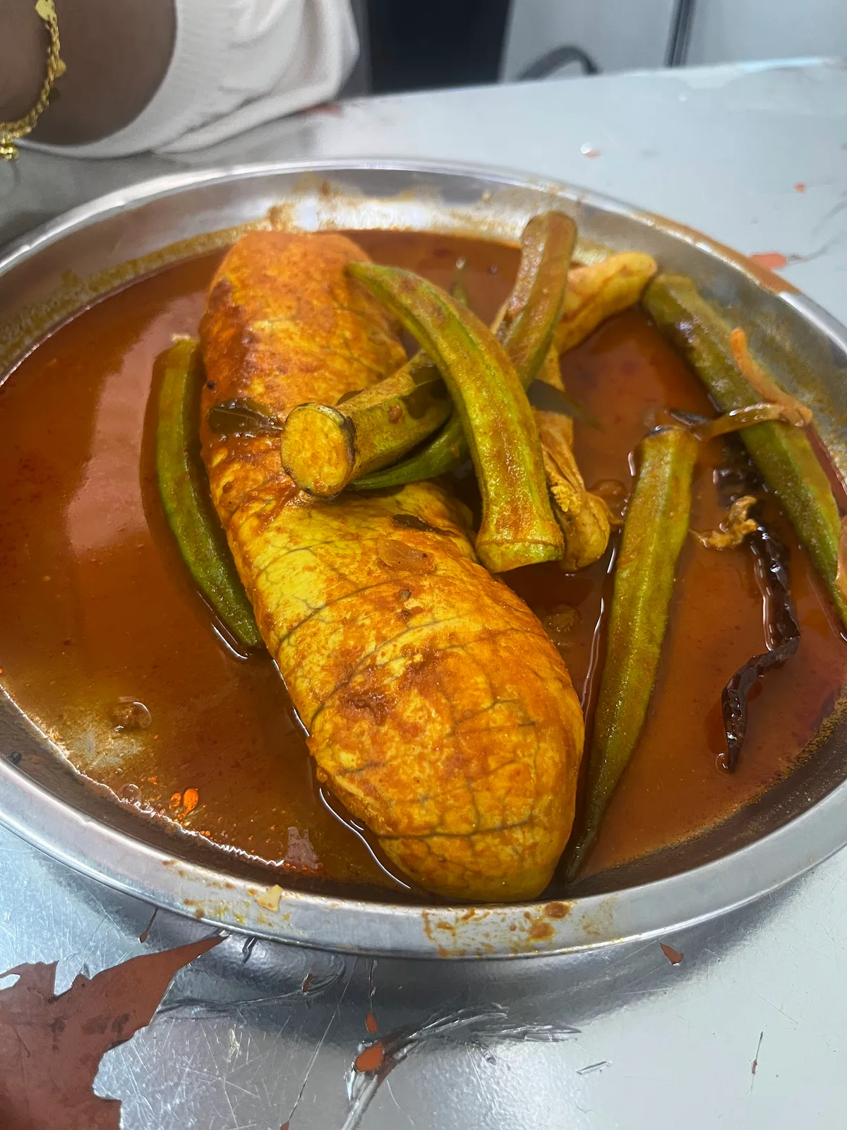 Fish curry with okra