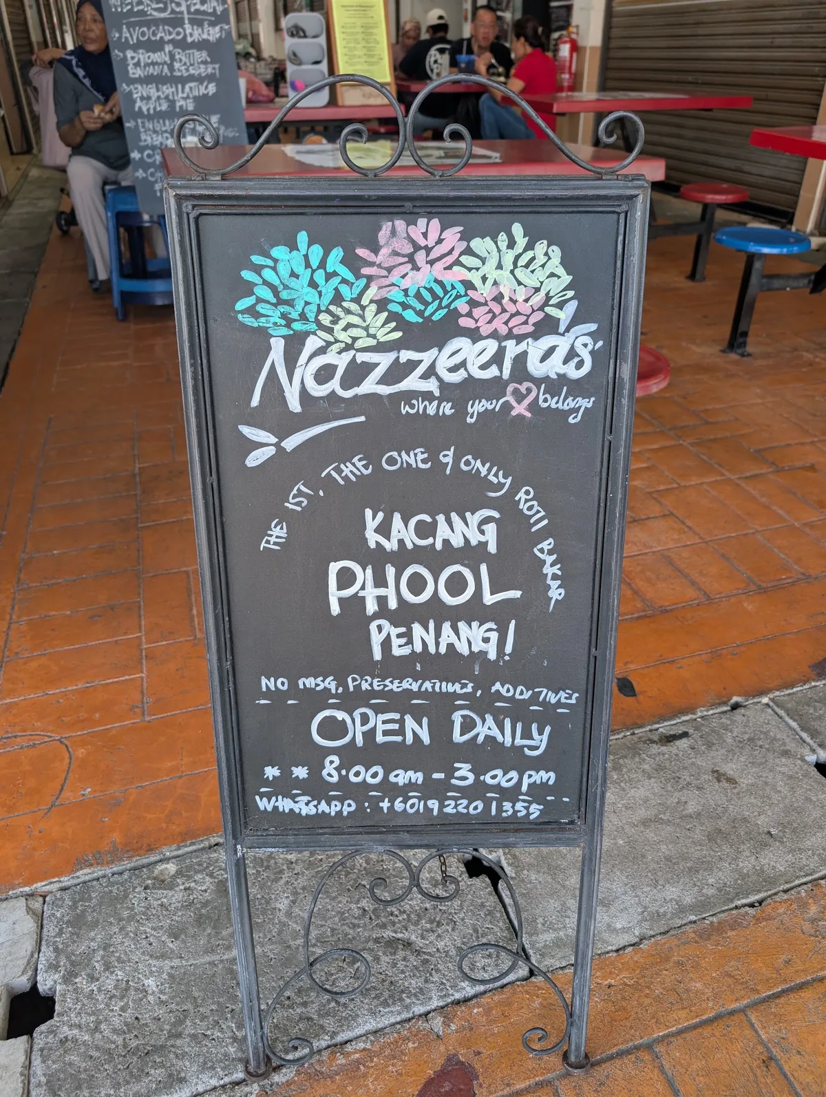 Chalkboard: the 1st, the one and only roti bakar kacang phool Penang, 8am to 3pm