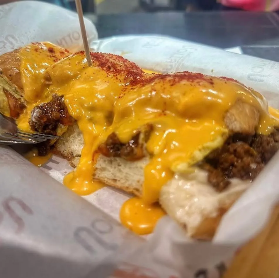 Stuffed roti john cross-section