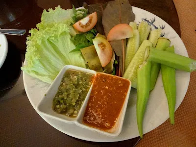 Ulam platter with sambal and budu