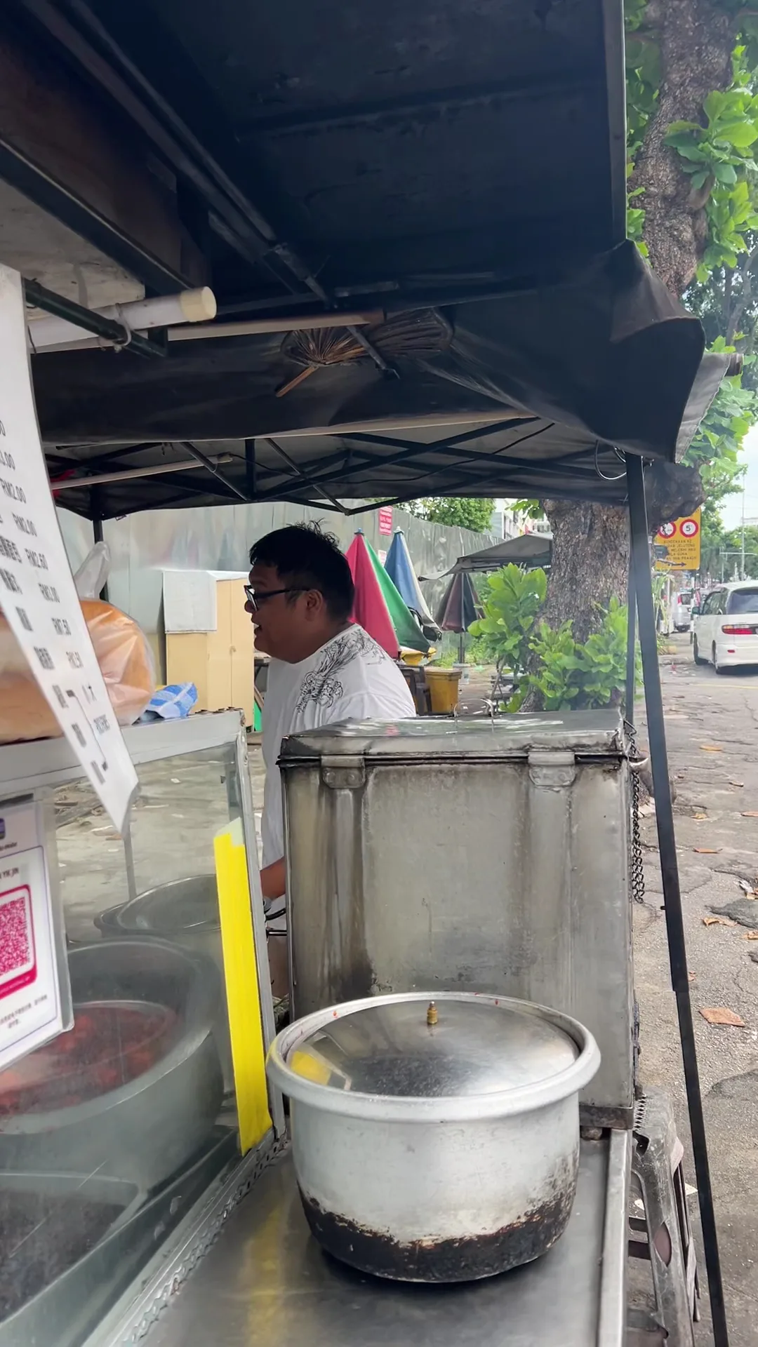 The stall set up under its awning