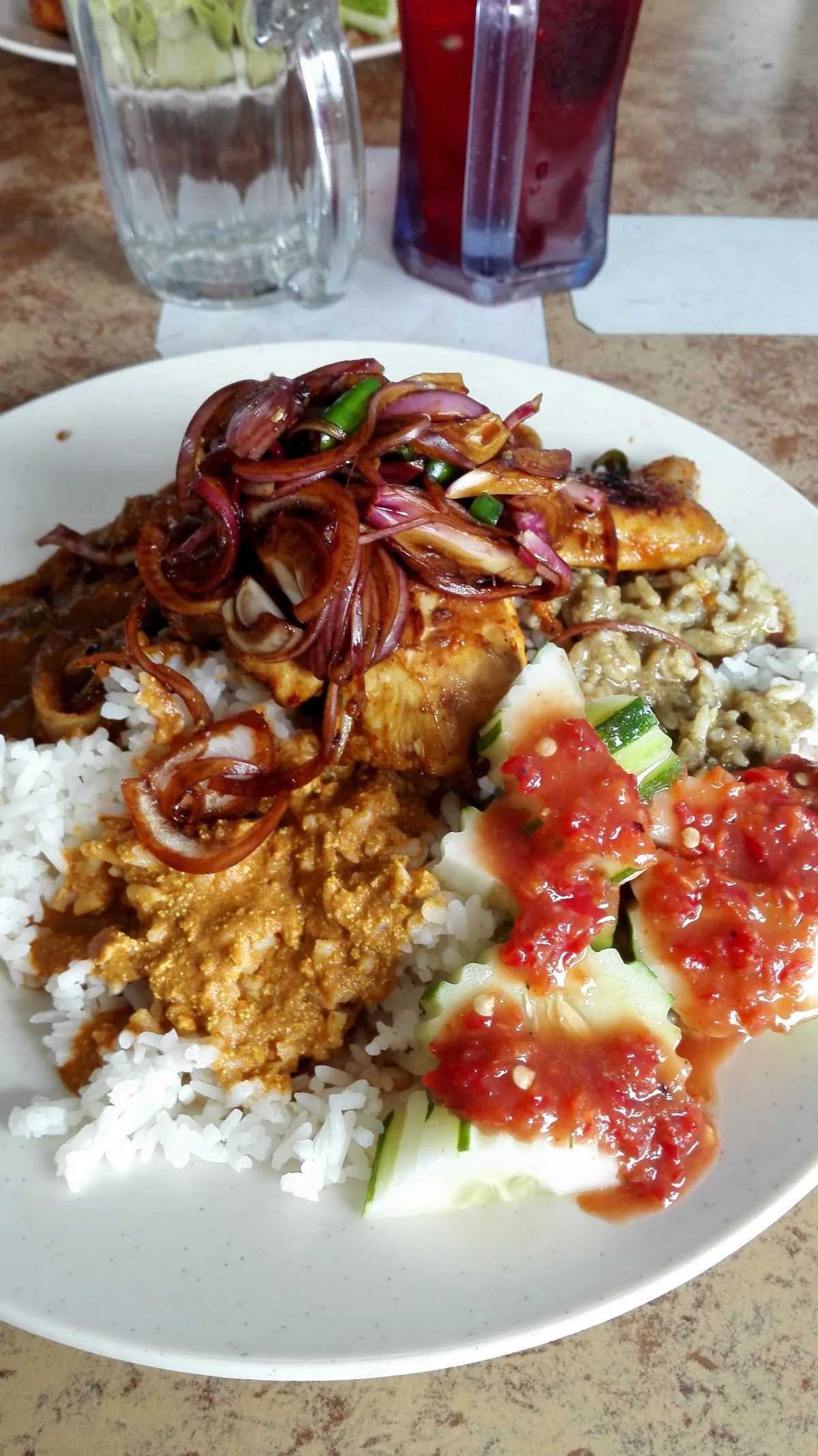 Rice with sambal sotong and lauk