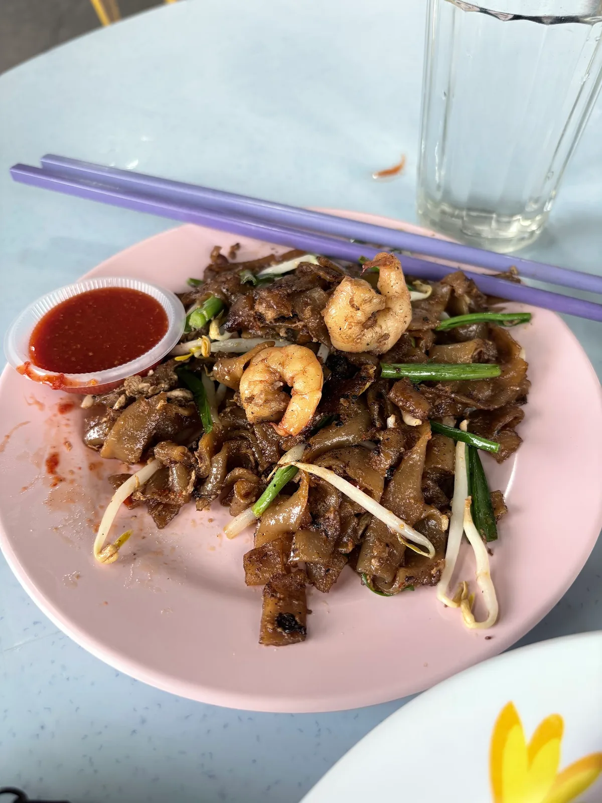 Char kuey teow with prawns