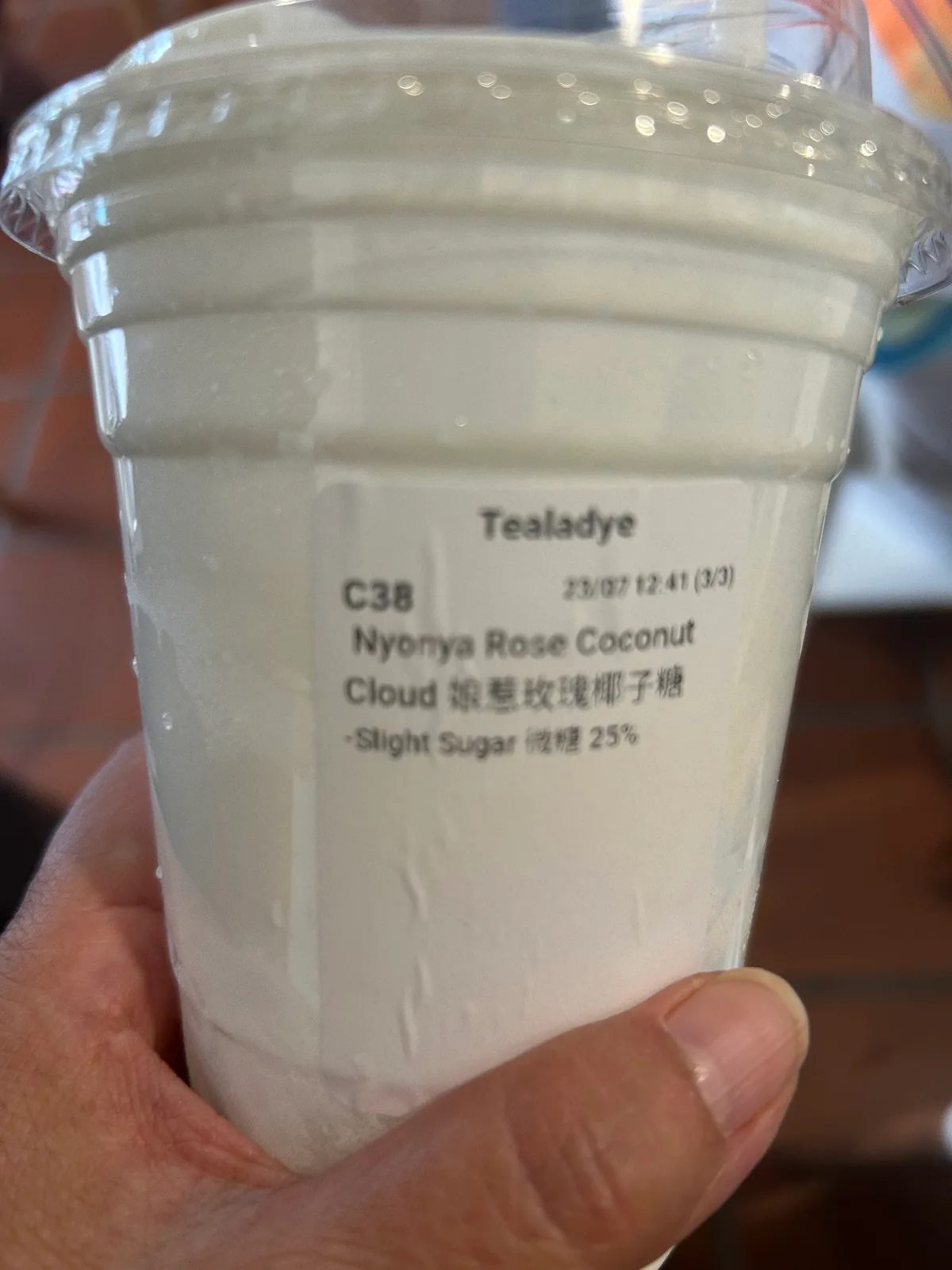 Nyonya Rose Coconut Cloud labeled cup