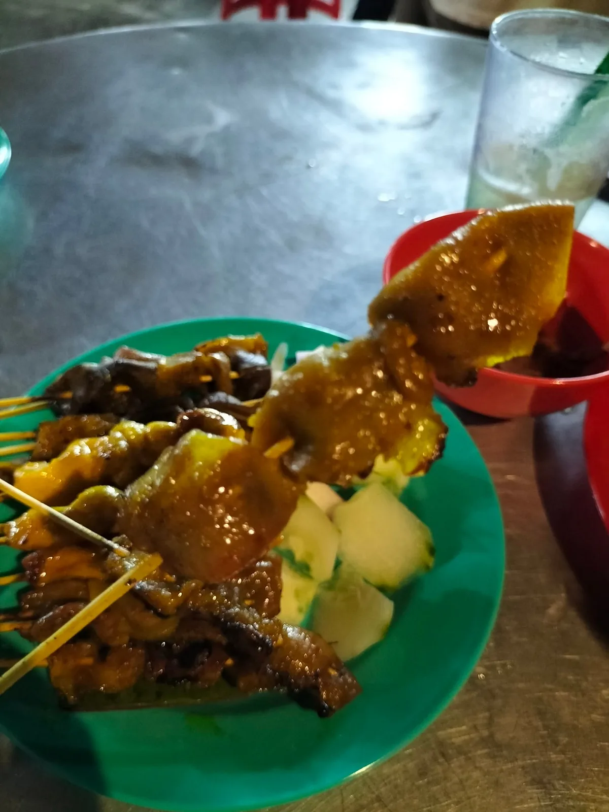 Satay with ketupat and peanut sauce