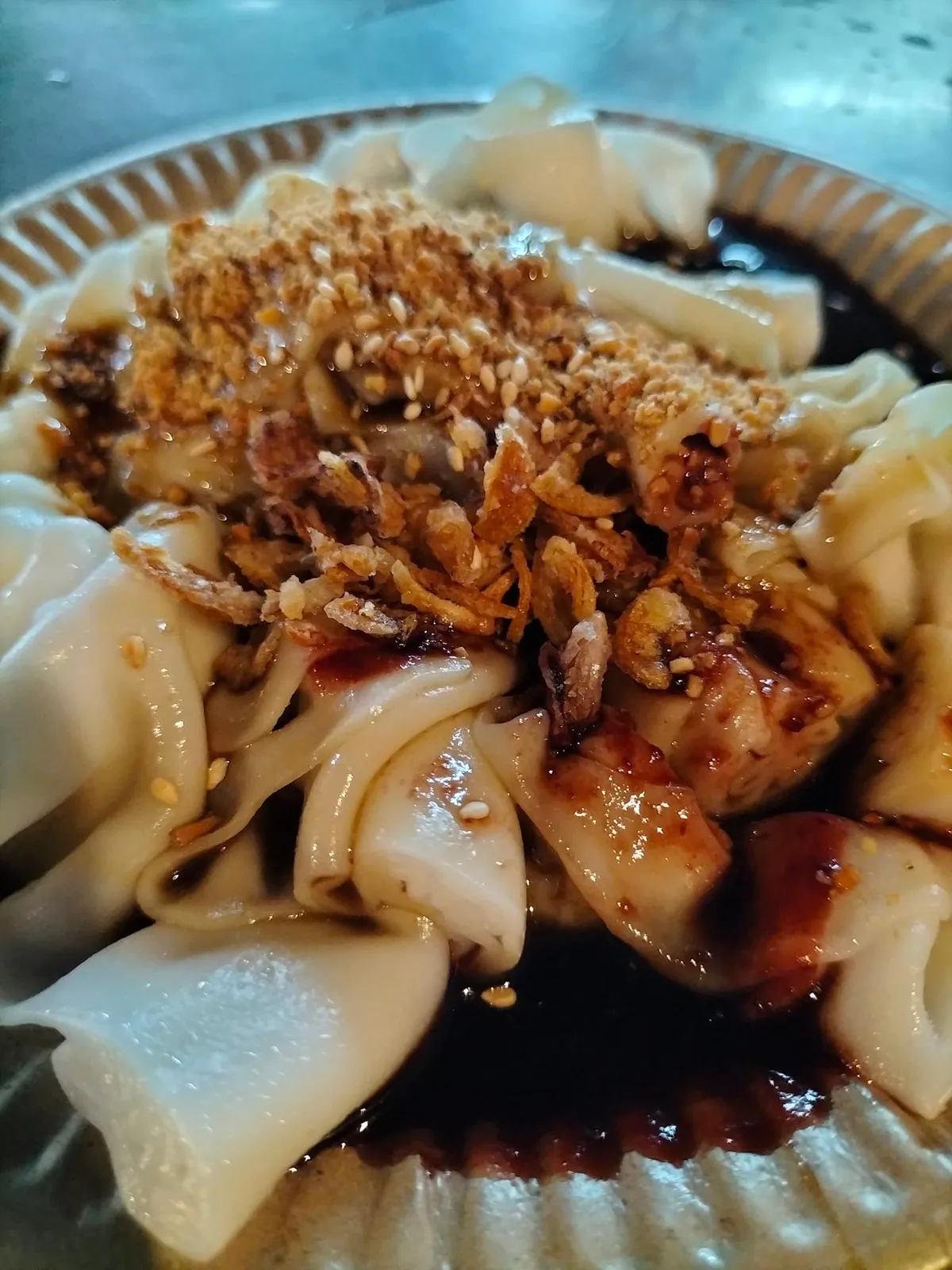 Chee cheong fun with satay sauce