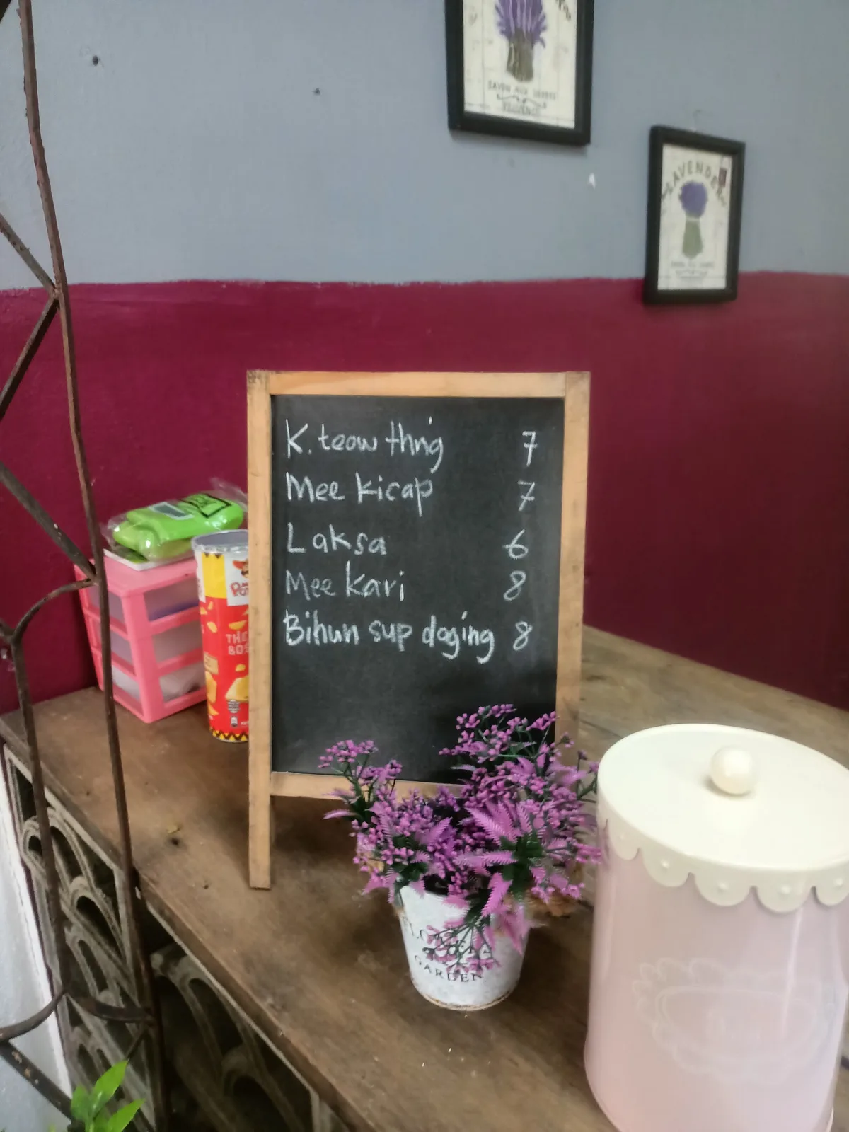 Chalkboard menu at the counter