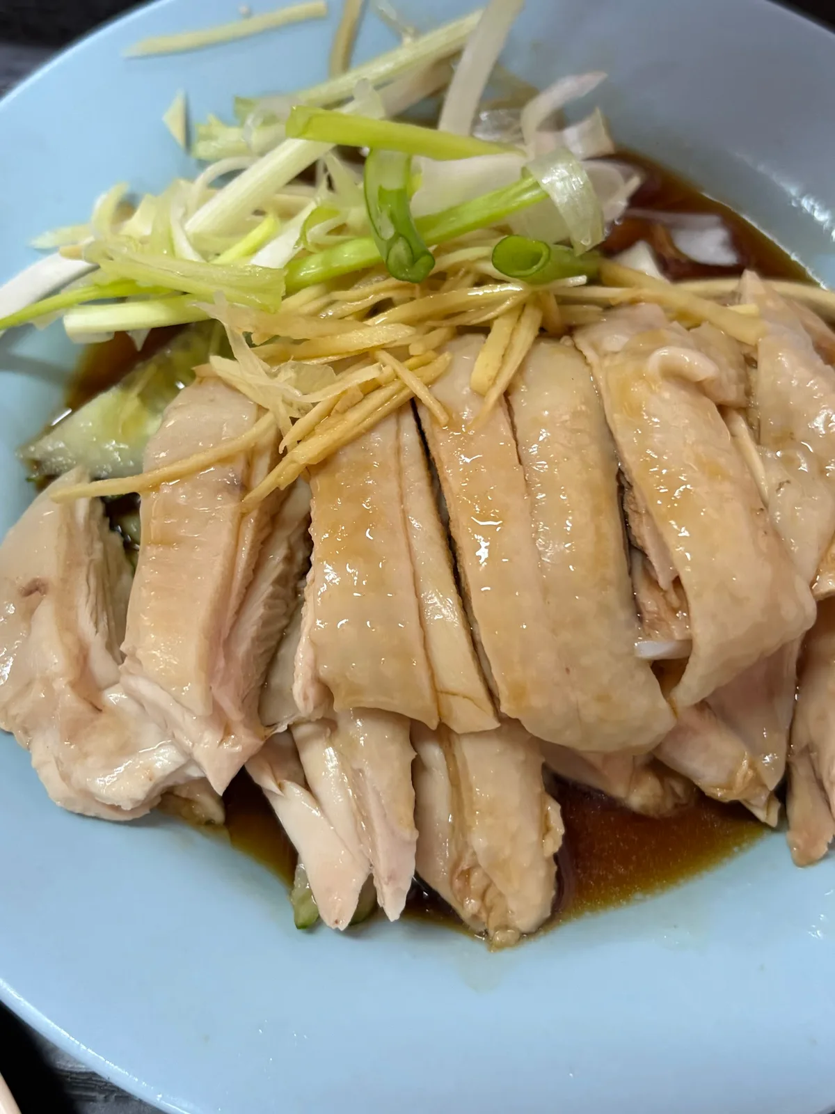 Poached chicken with soy and ginger
