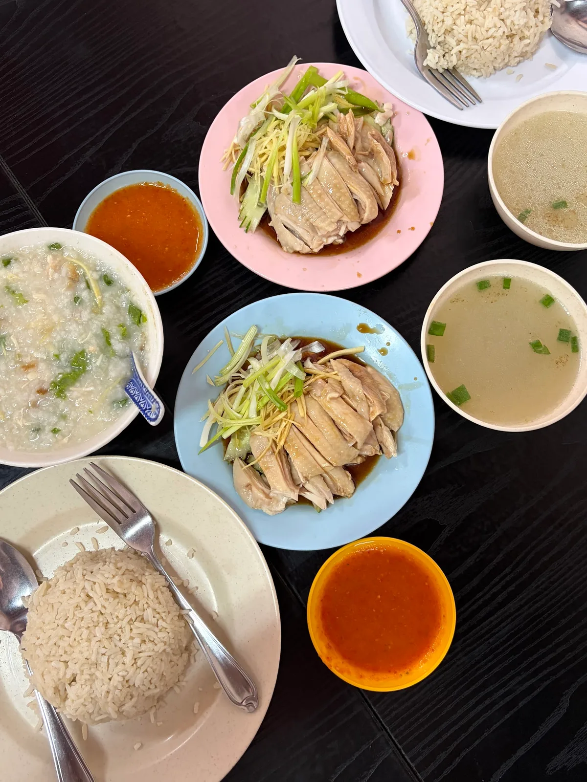 Chicken porridge and chicken rice set